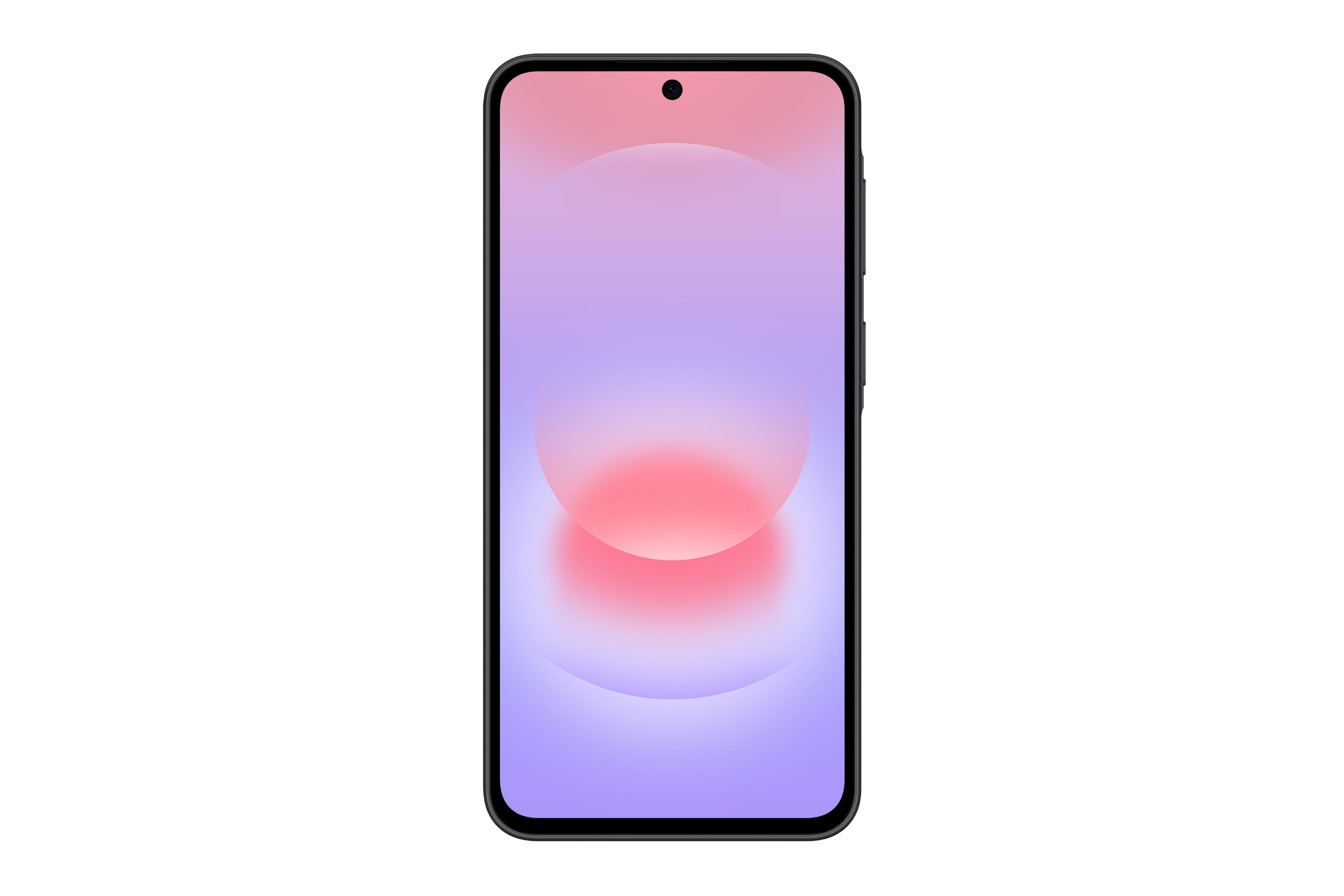 Ein Smartphone mit einem farbverlaufenden Hintergrund in Lila und Rosa.