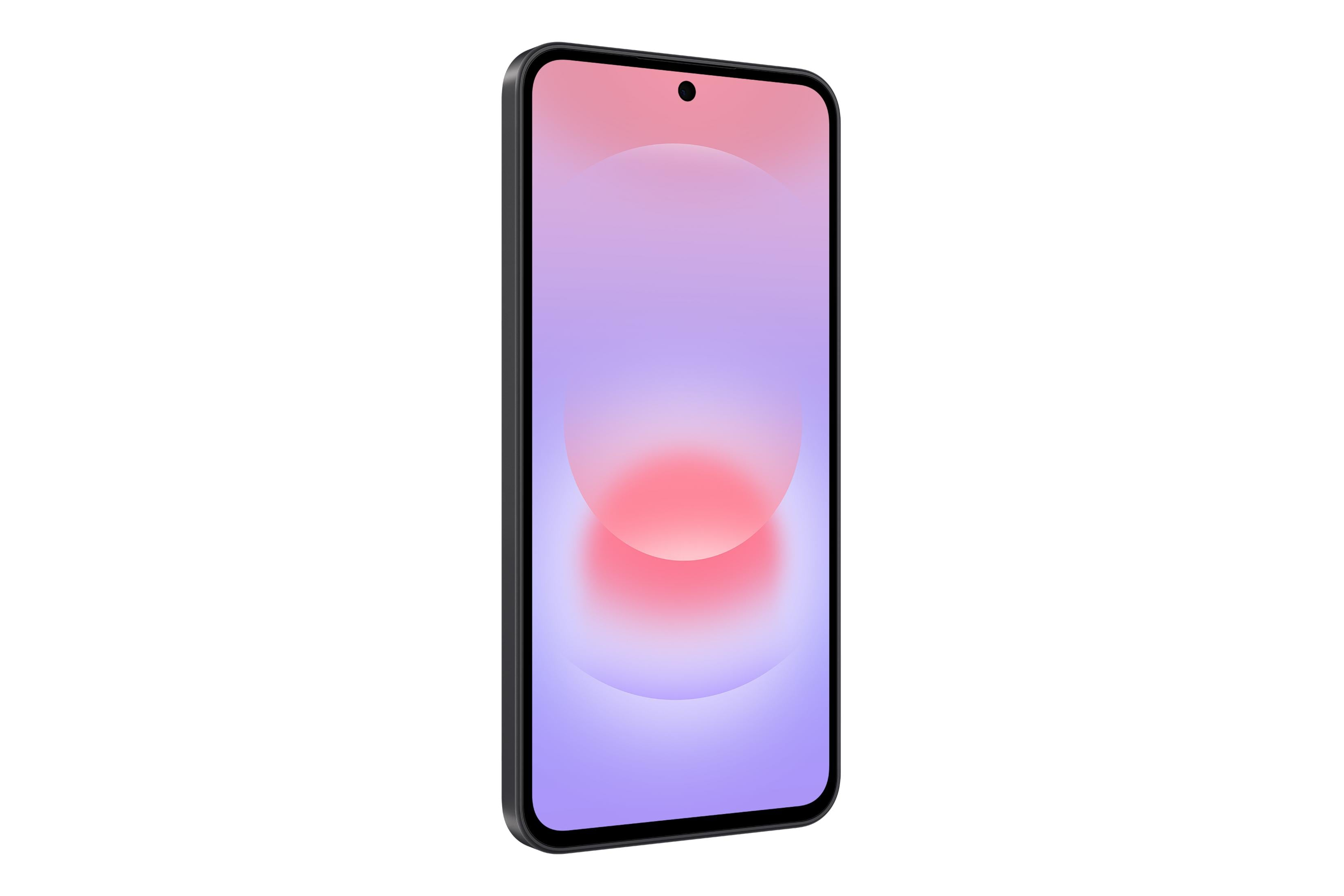 Uno smartphone nero con un gradiente sullo schermo.