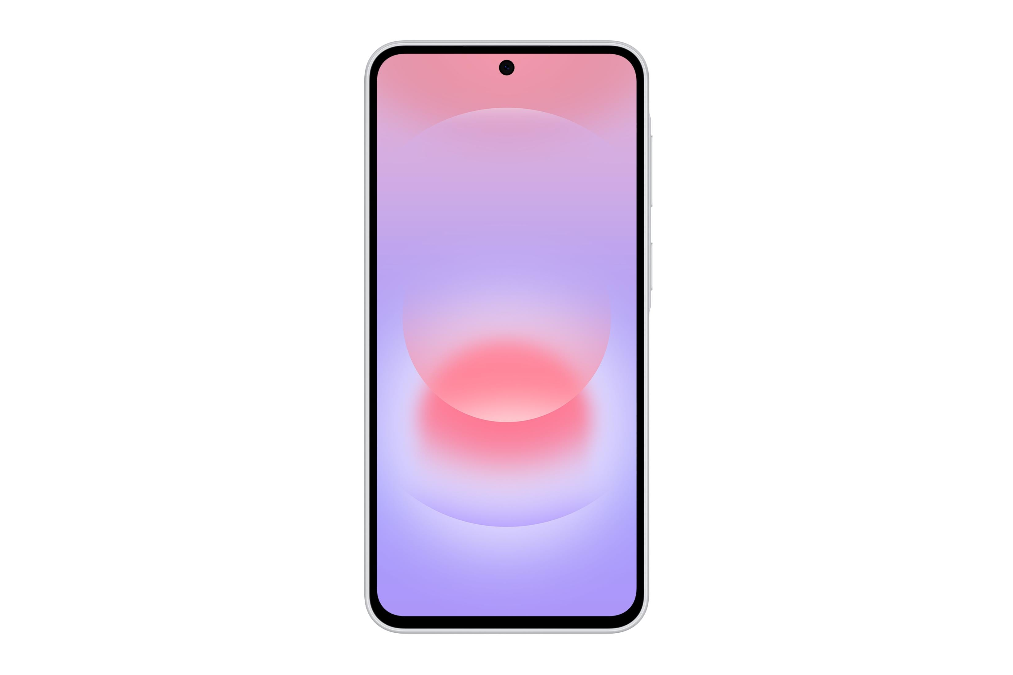 Un smartphone con un degradado púrpura y rosa en su pantalla.