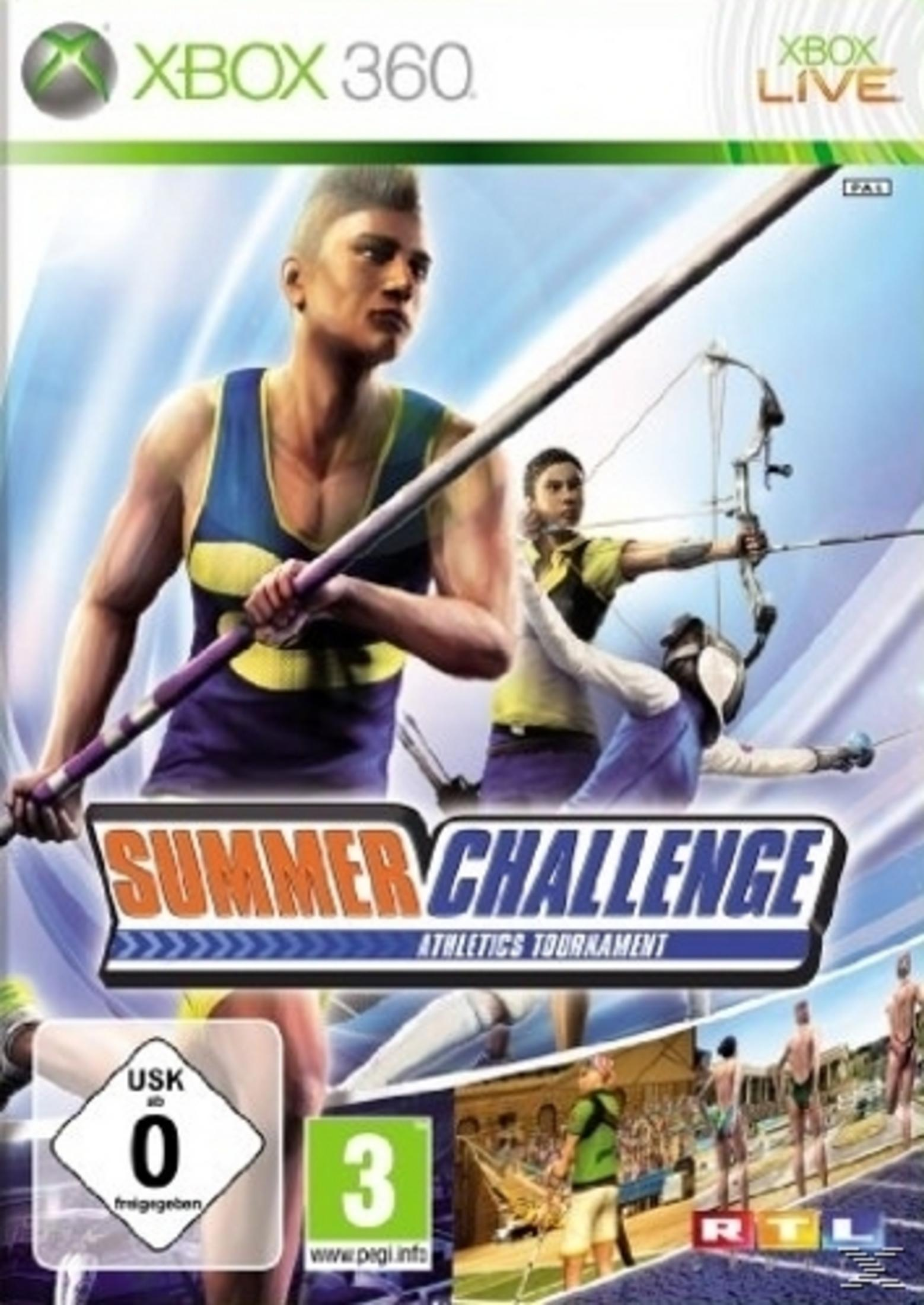 Xbox 360 Spielcover: Sommer-Herausforderung mit Sportlern.