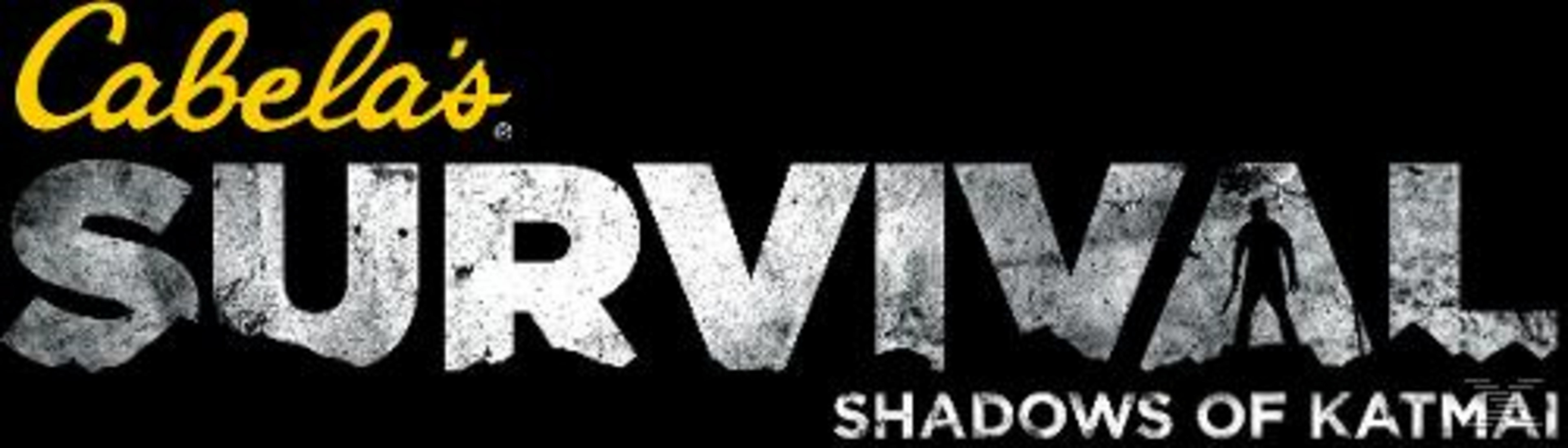 Cabelas Survival Schriftzug mit Silhouette eines Mannes.