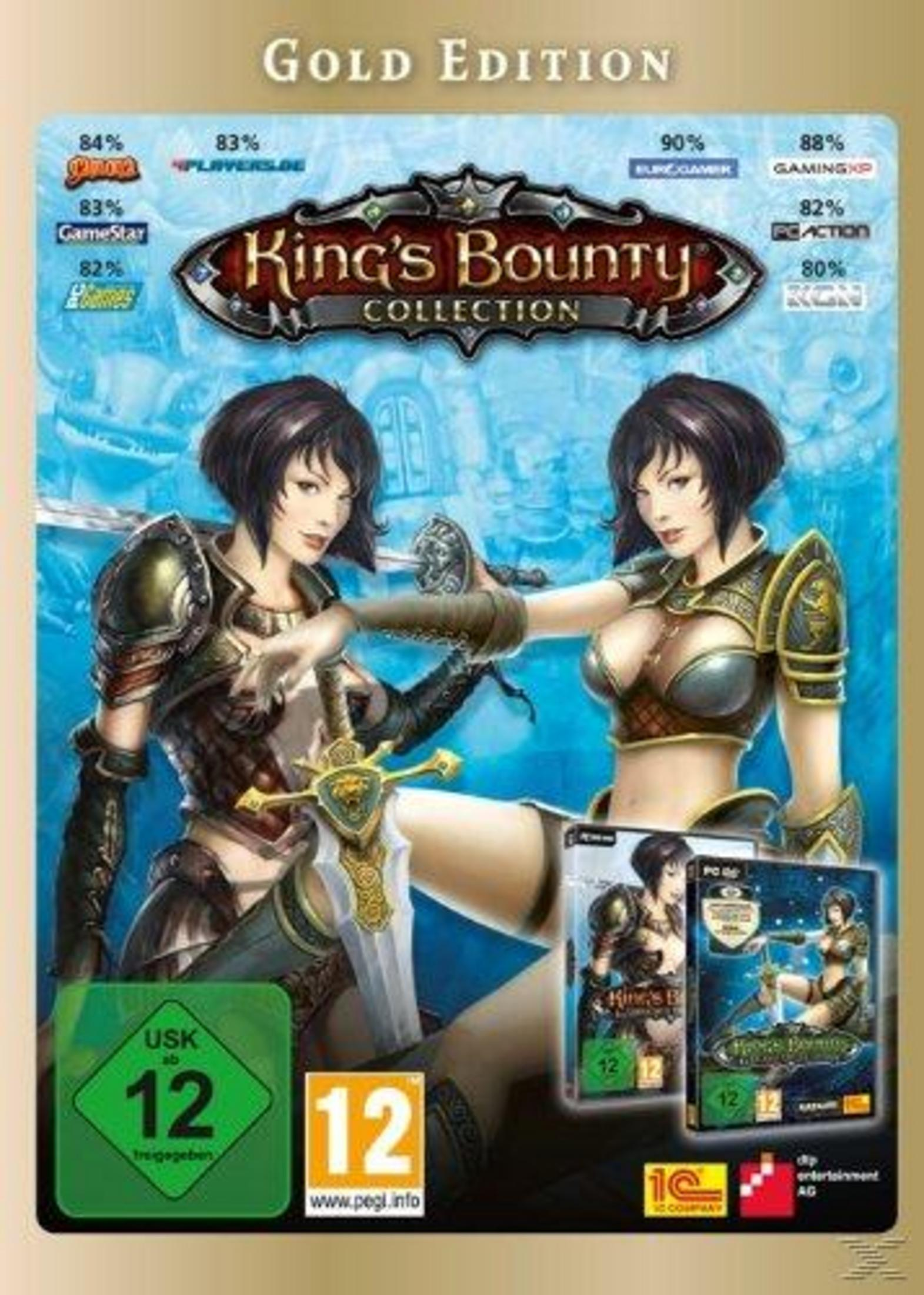 Gold Edition-Cover: Zwei Kriegerinnen mit Rüstung und Schwertern, Spielbewertungen.