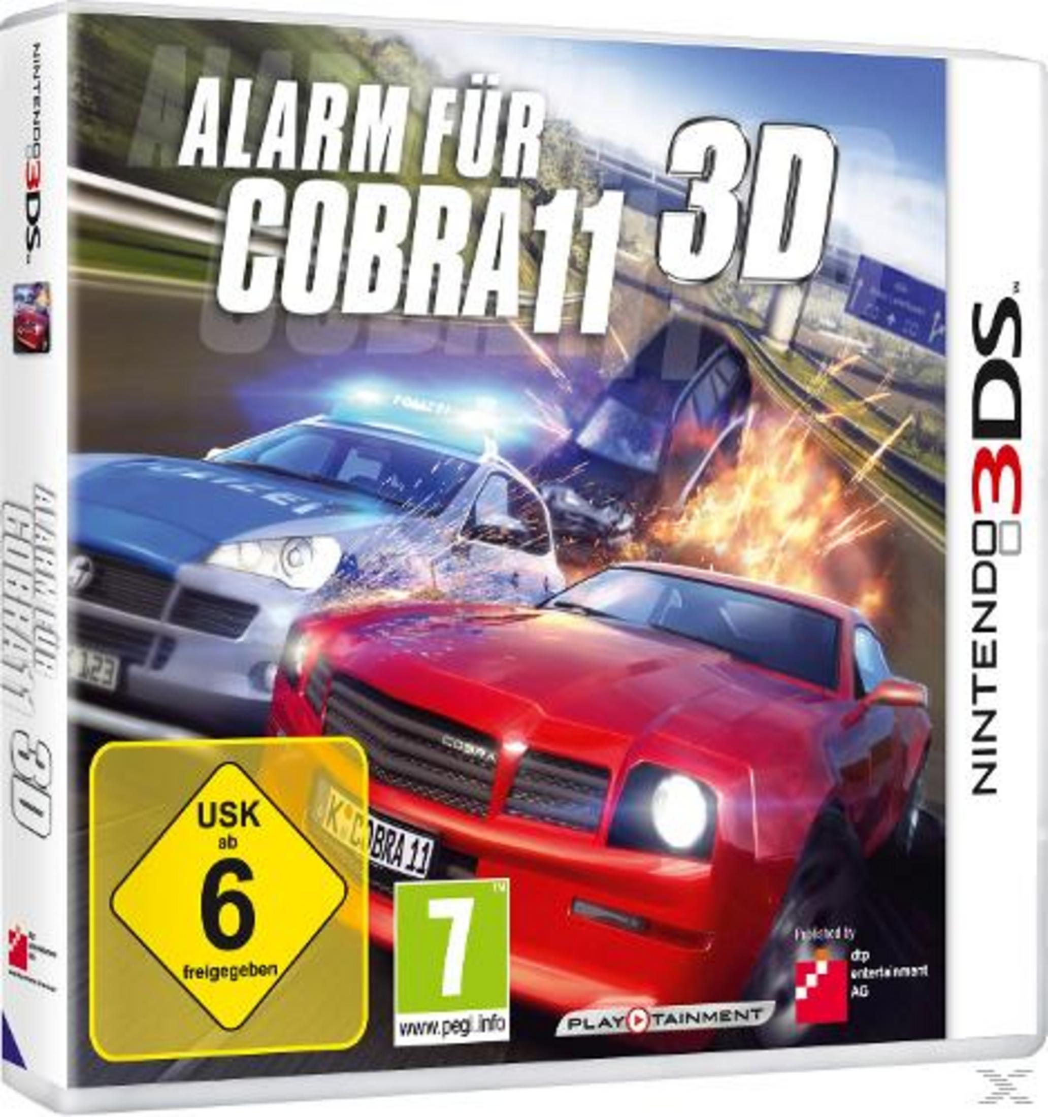 Spielhülle: Rotes und blaues Auto rasen, Explosionen, Nintendo 3DS