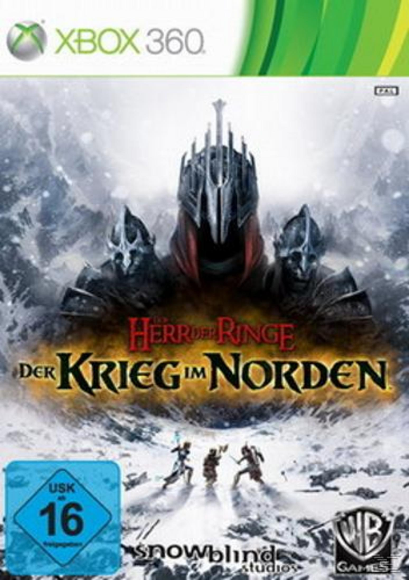 Das Cover zeigt drei maskierte Krieger und den Titel 'Der Herr der Ringe: Krieg im Norden'.