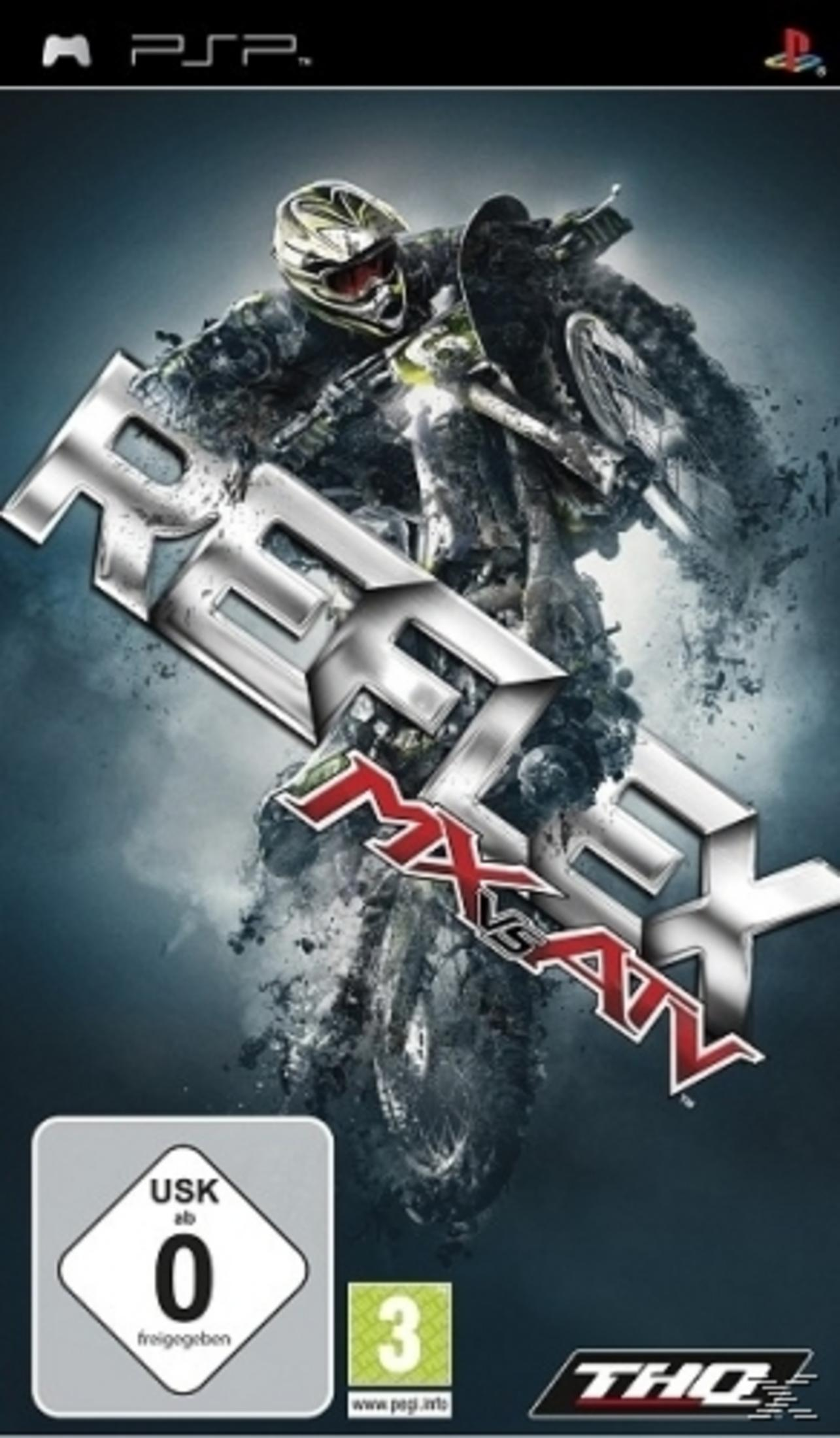 Motocross-Fahrer auf einem Motorrad mit dem Titelbild "MX vs ATV Reflex".