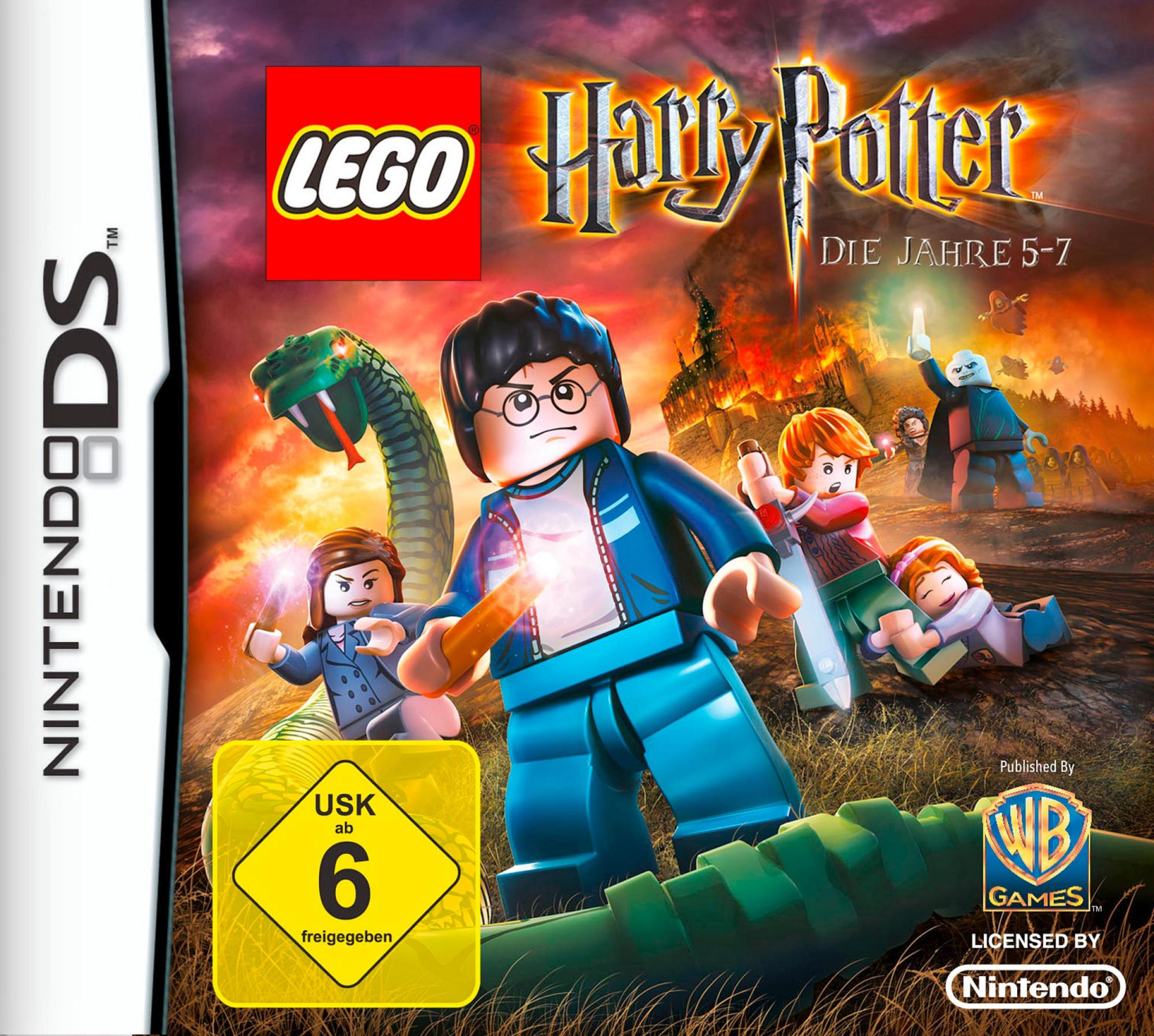 Lego Harry Potter: Die Jahre 5-7 Cover mit Figuren, Schlange und Burg.