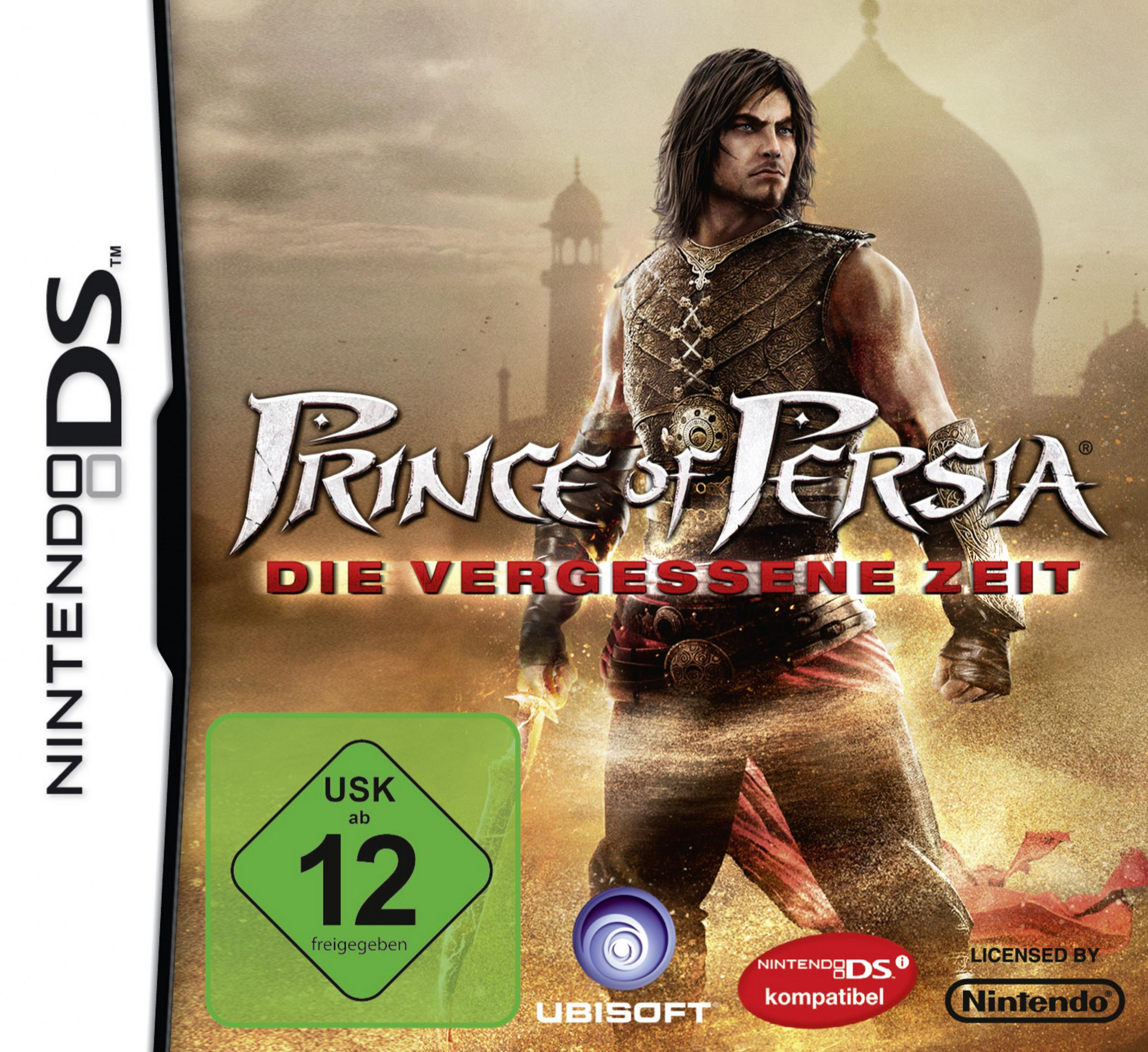 Prince of Persia Spielcover für Nintendo DS mit dem Prinzen und orientalischen Bauten.