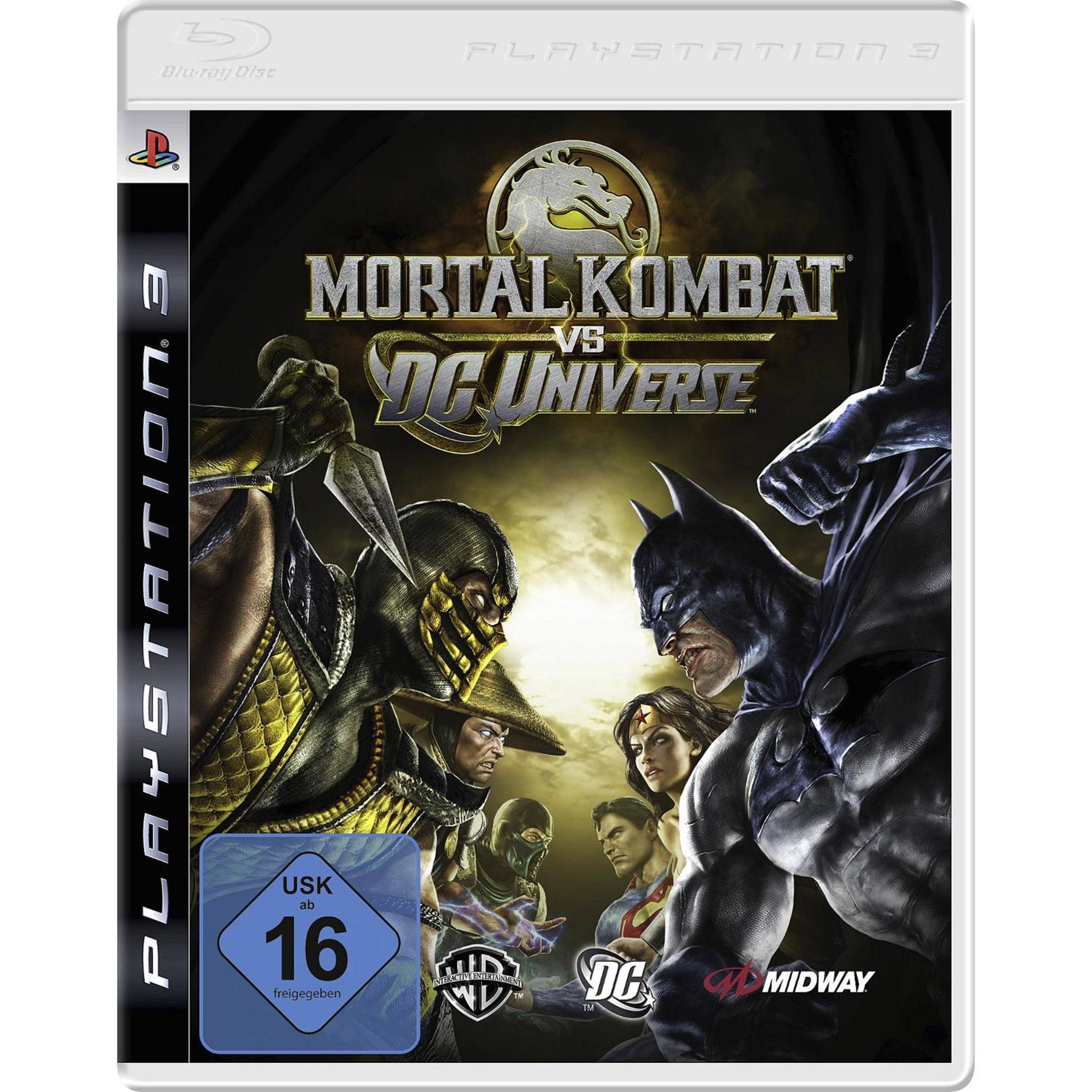 Mortal Kombat vs DC Universe Cover: Scorpion gegen Batman, Wonder Woman, Superman.