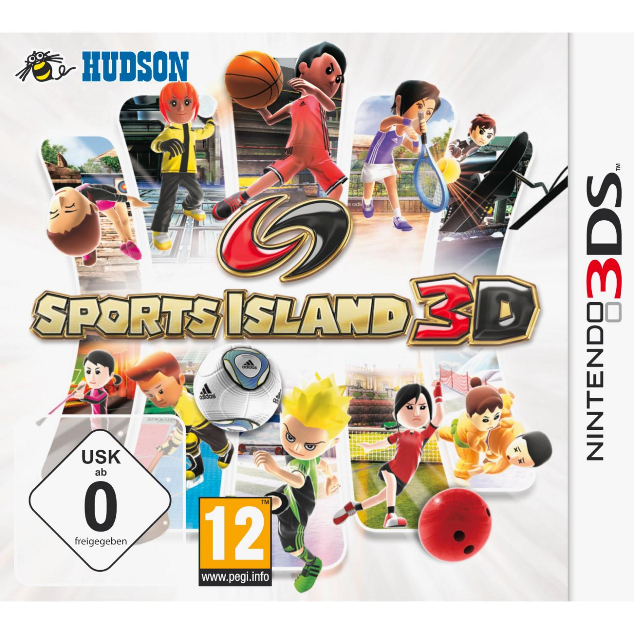 Spielcover von Sports Island 3D für Nintendo 3DS mit verschiedenen Sportarten.