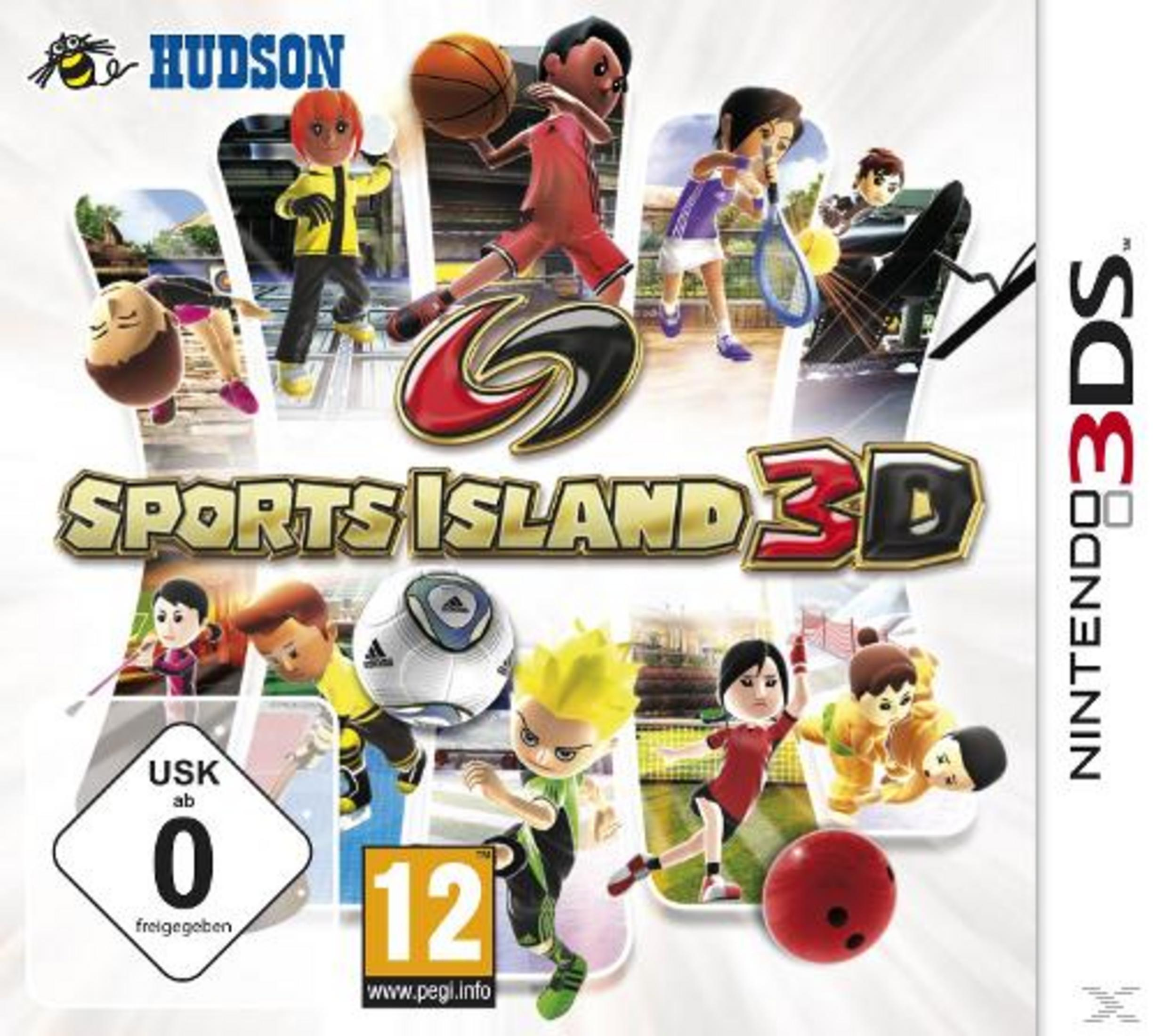 Sports Island 3D Videospiel-Cover mit verschiedenen Sportarten und Figuren.