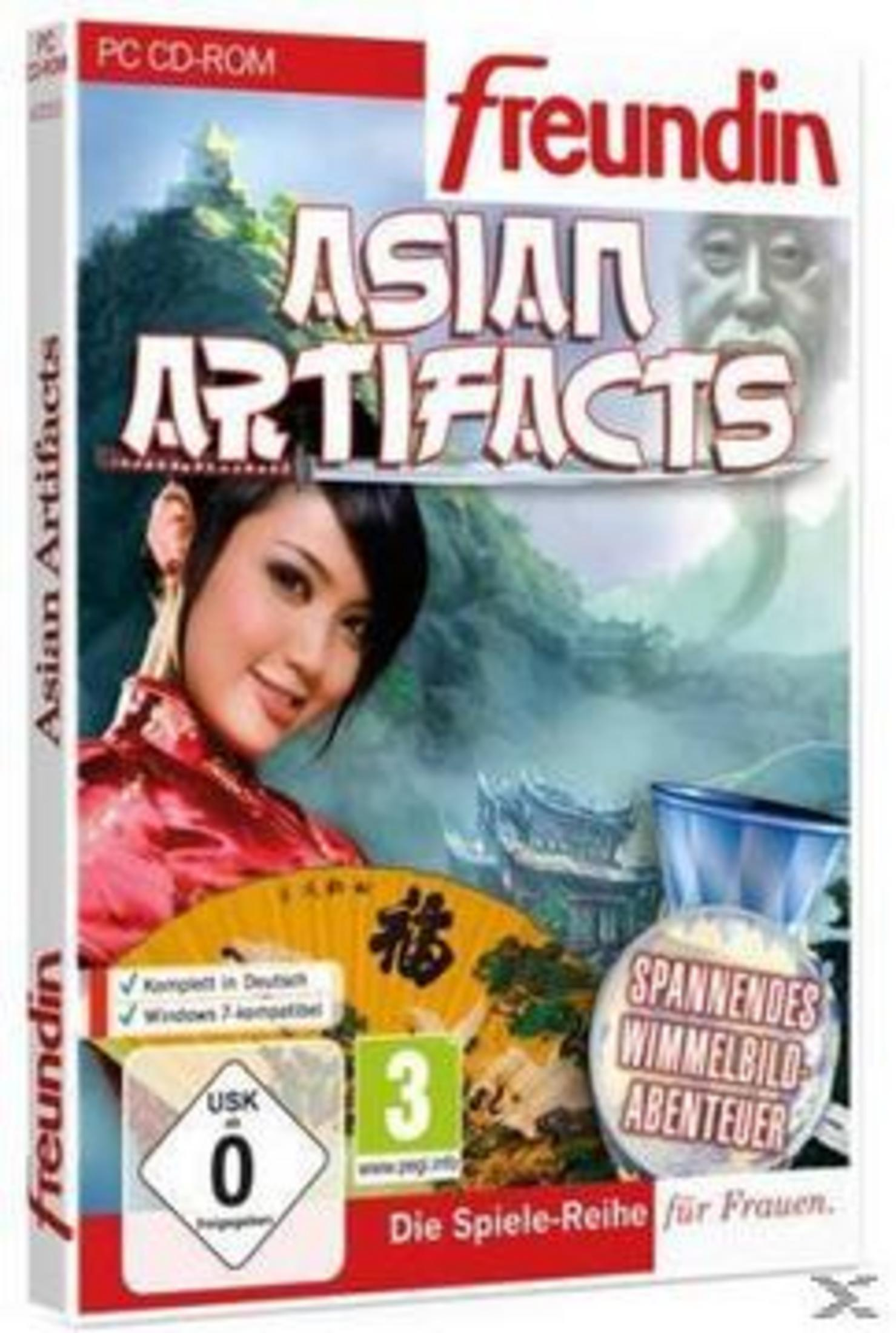 PC CD-ROM Hülle mit asiatischer Frau, Schriftzug 'Asian Artifacts' und asiatischer Landschaft.