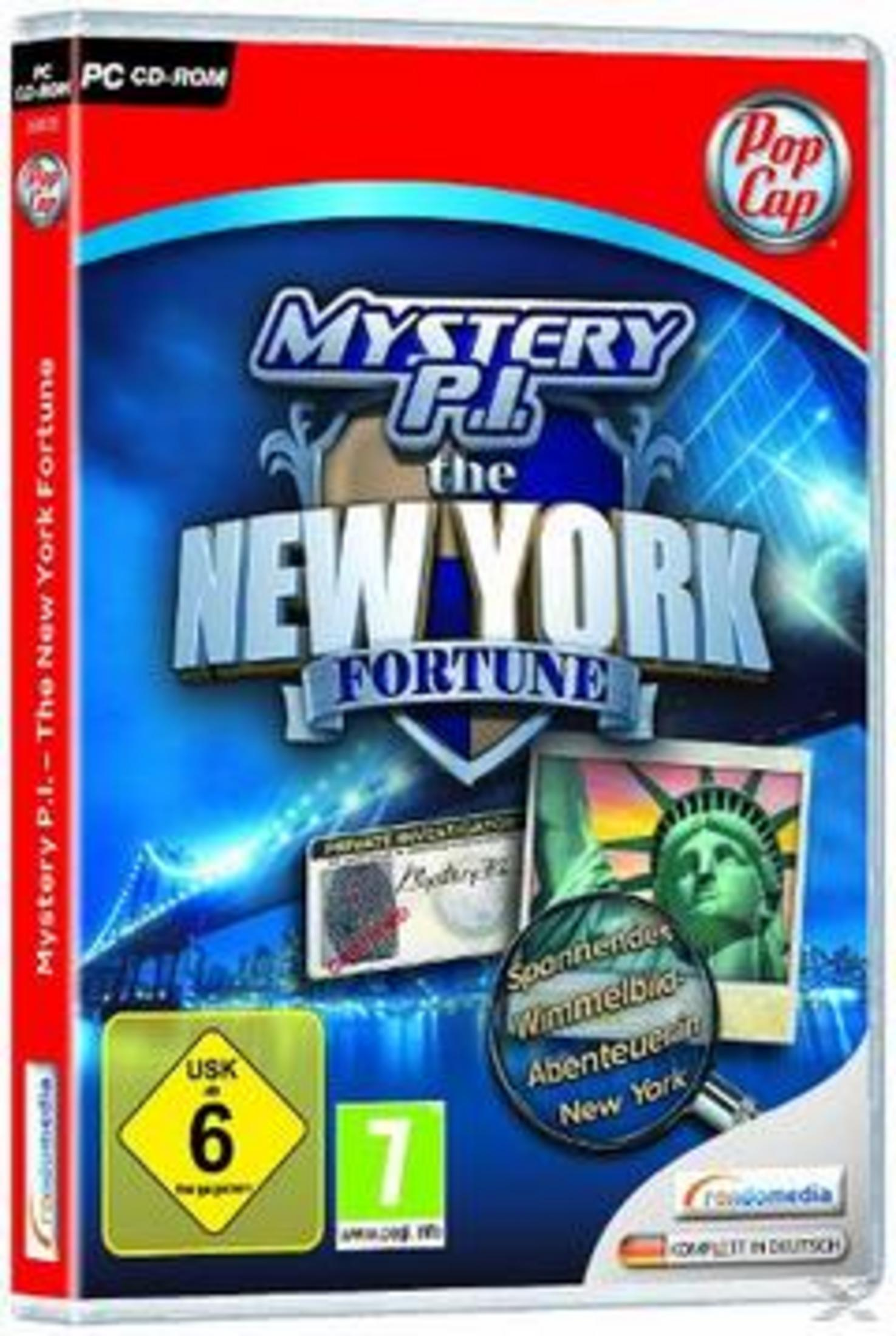 PC-Spiel "Mystery P.I. - The New York Fortune" mit Freiheitsstatue-Motiv.
