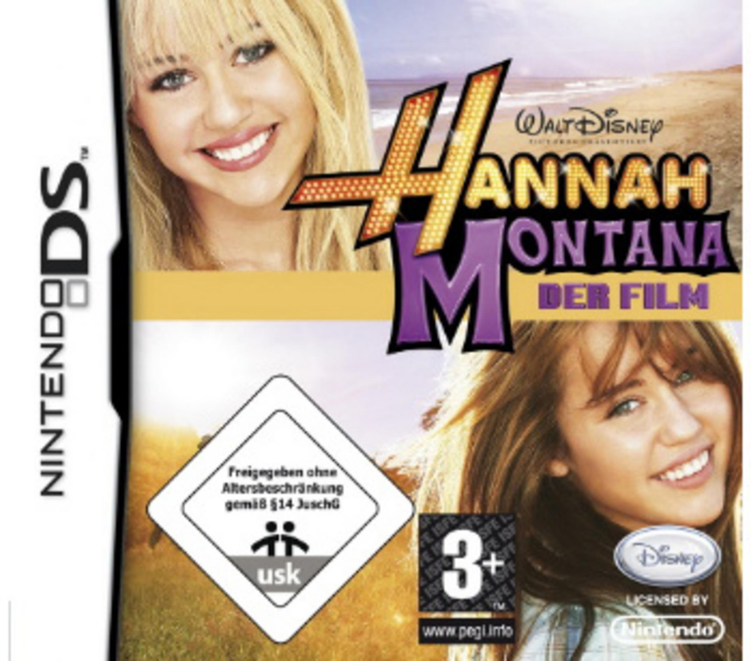 Hannah Montana: Der Film Nintendo DS Cover mit Miley Cyrus, Strand und Logo.