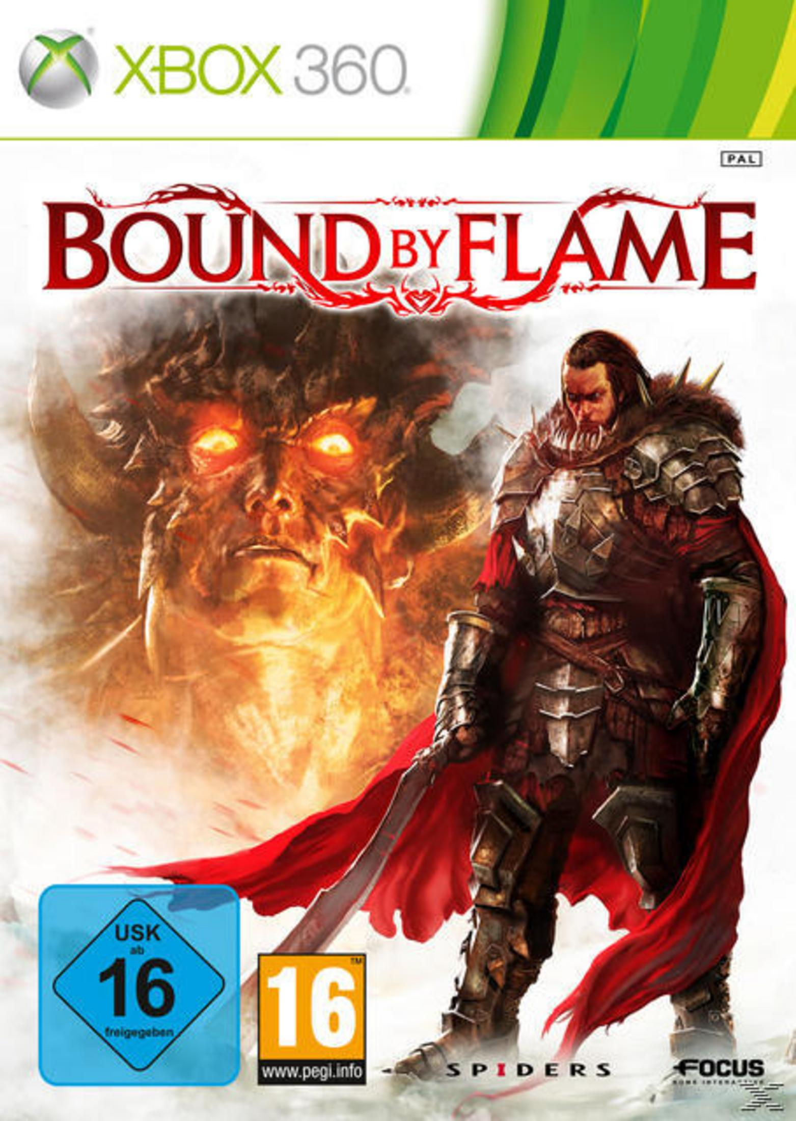 Ein Ritter in Rüstung steht vor einem Dämon auf dem Cover von Bound by Flame.