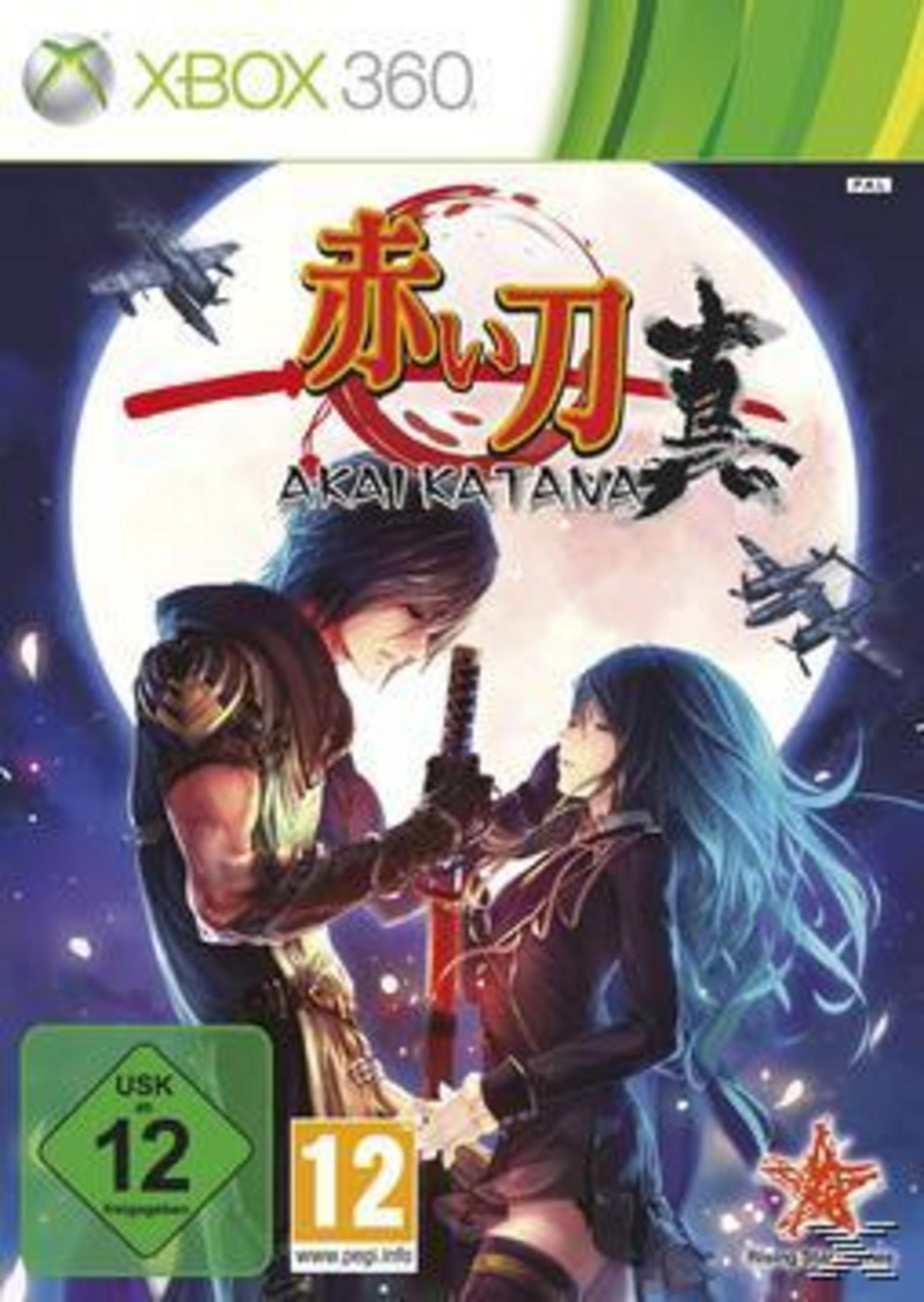 Xbox 360 Spielcover: Akai Katana mit zwei Charakteren und Flugzeugen.