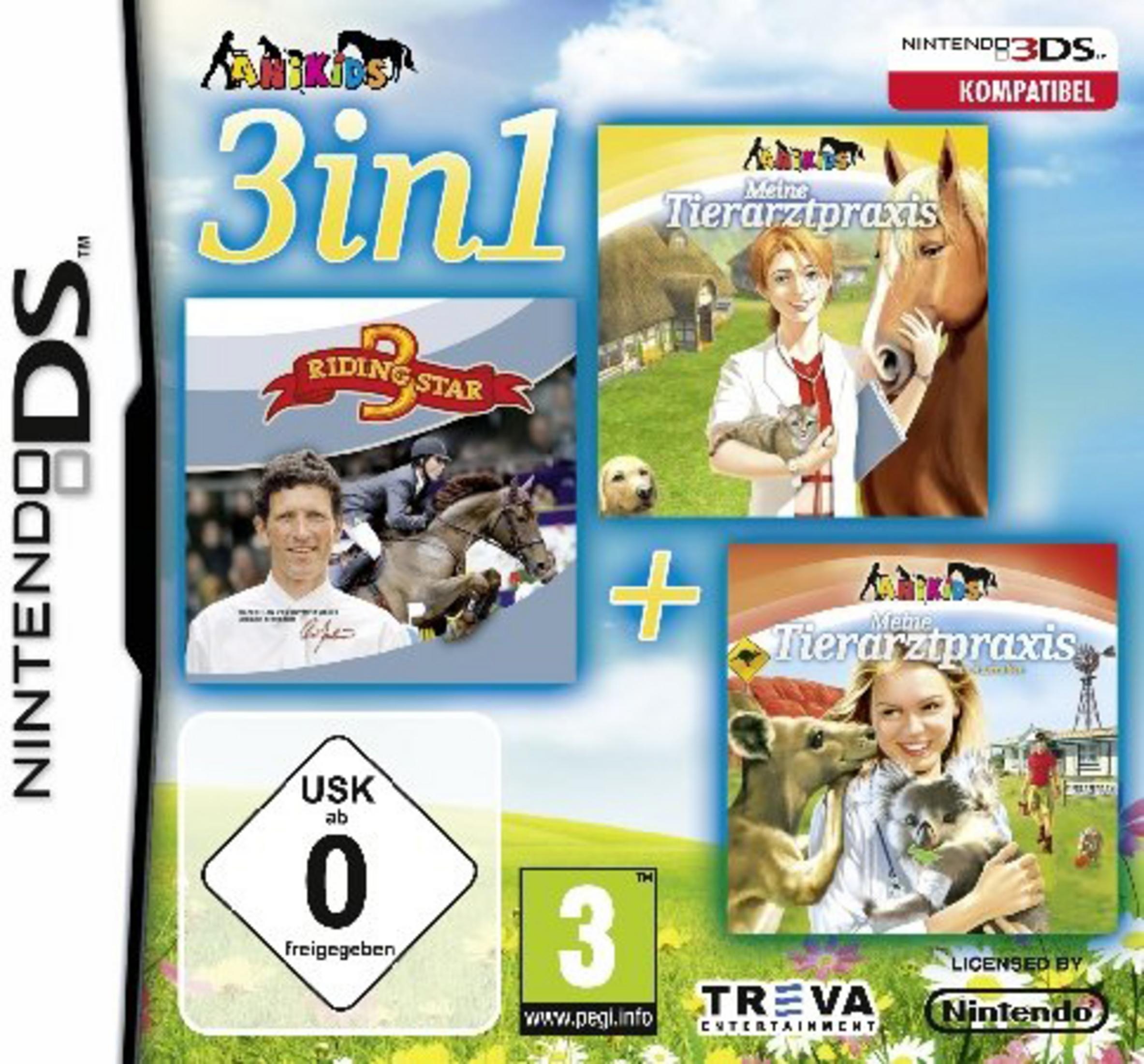 Nintendo DS Spiel "3in1" mit Reitsport und Tierarzt-Simulationen.