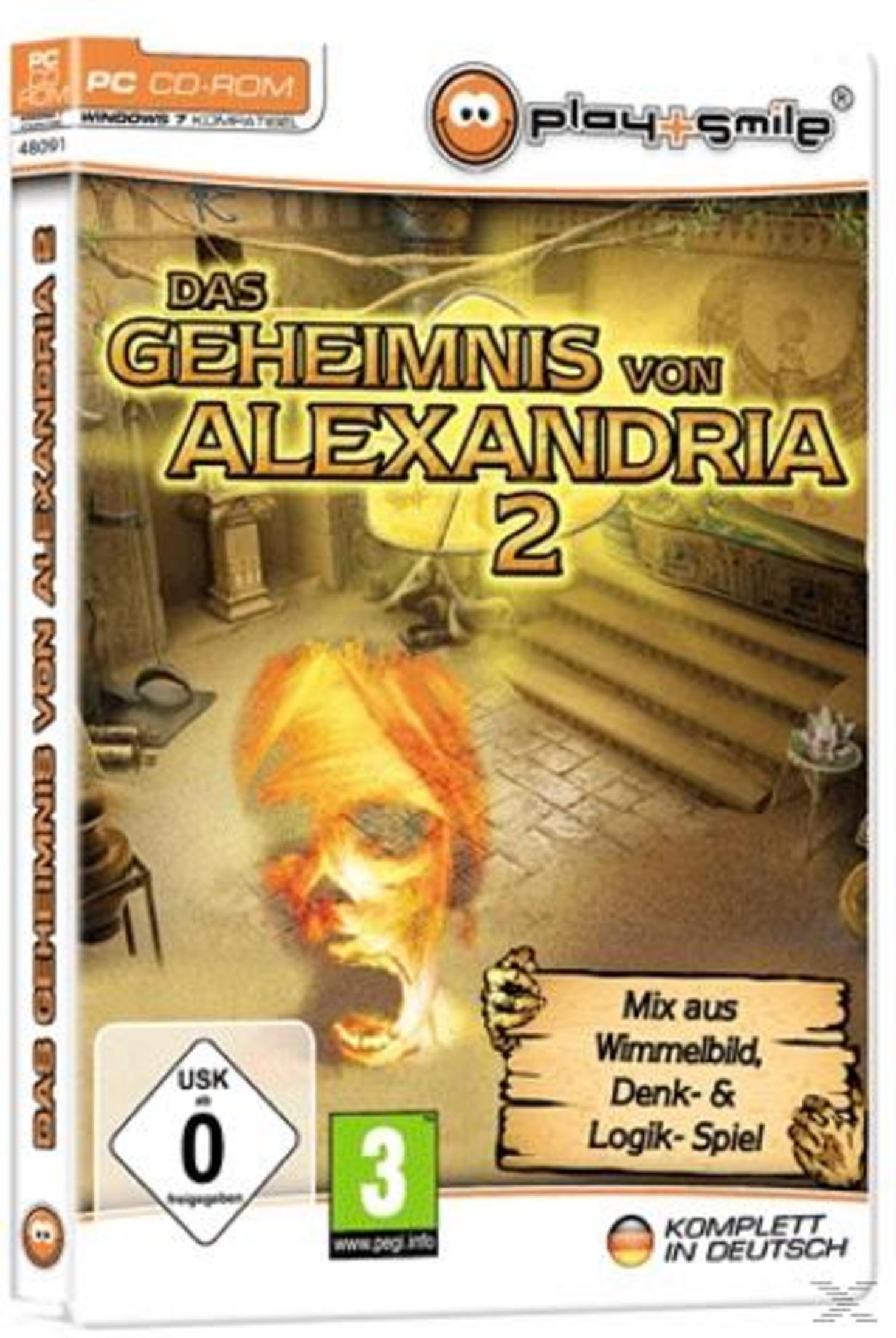 Das Cover des PC-Spiels "Das Geheimnis von Alexandria 2" zeigt eine ägyptische Szene.