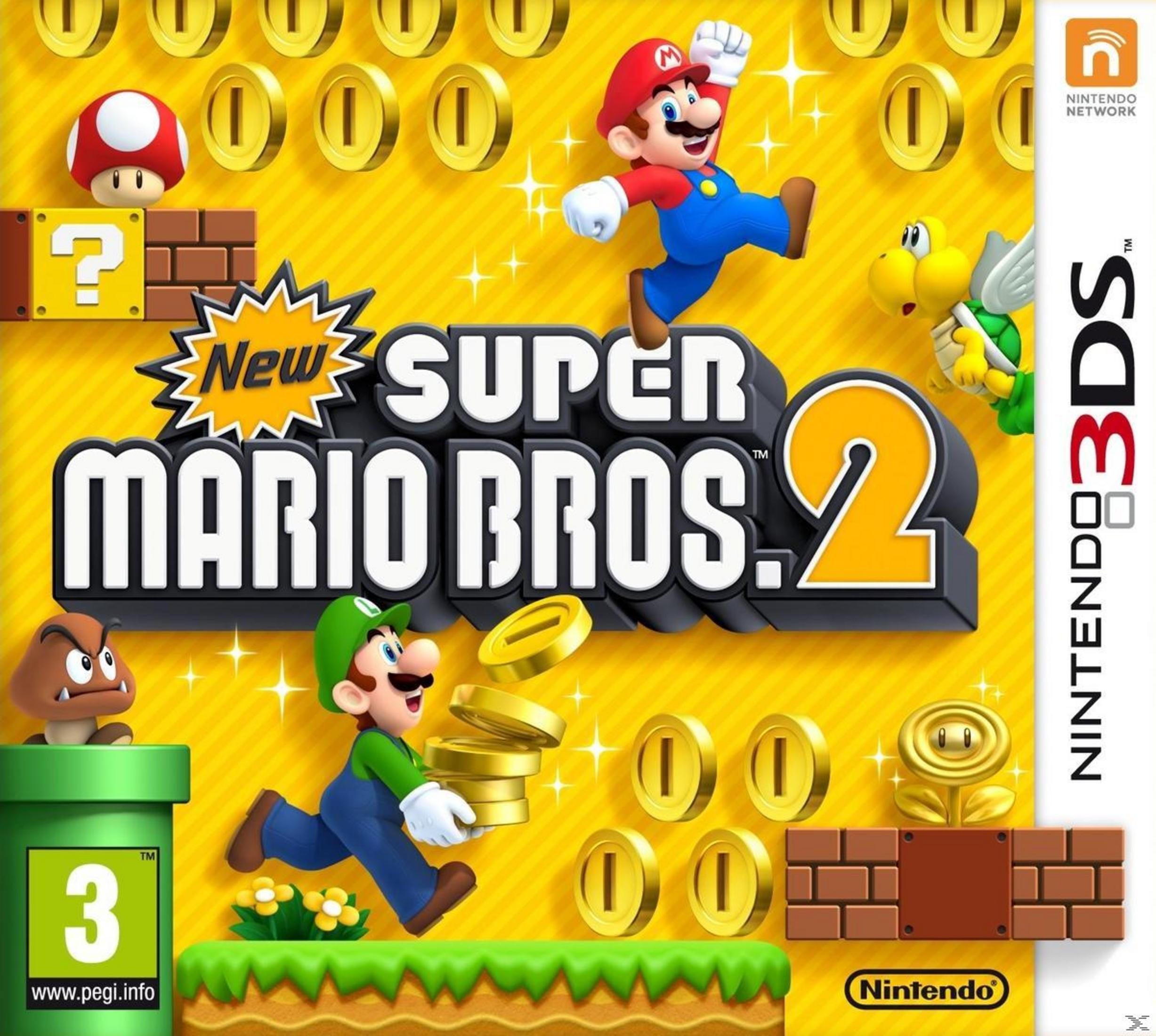 Super Mario Bros. 2 Cover mit Mario, Luigi, Goomba, Koopa und Münzen.