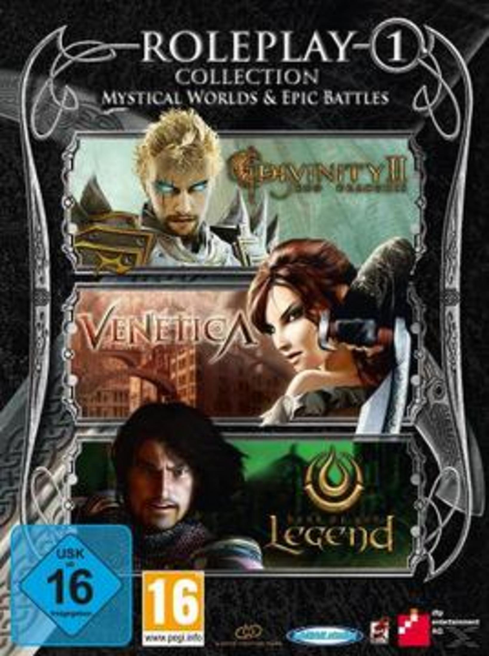 Cover von Rollenspielsammlung mit drei Spielen: Divinity II, Venetica, Legend.