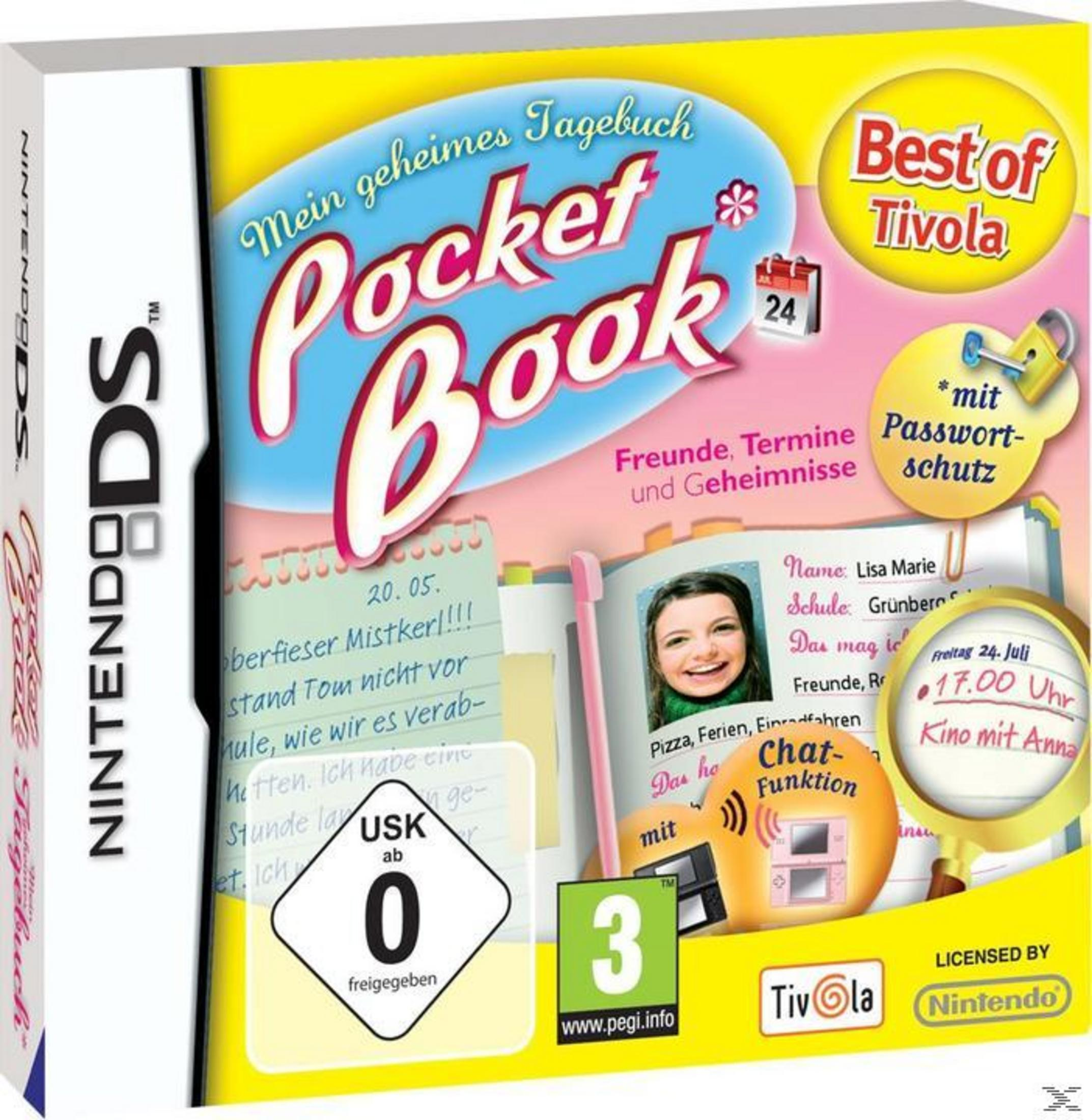 Nintendo DS Spiel "Mein geheimes Tagebuch" mit Passwortschutz und Kalendereinträgen.