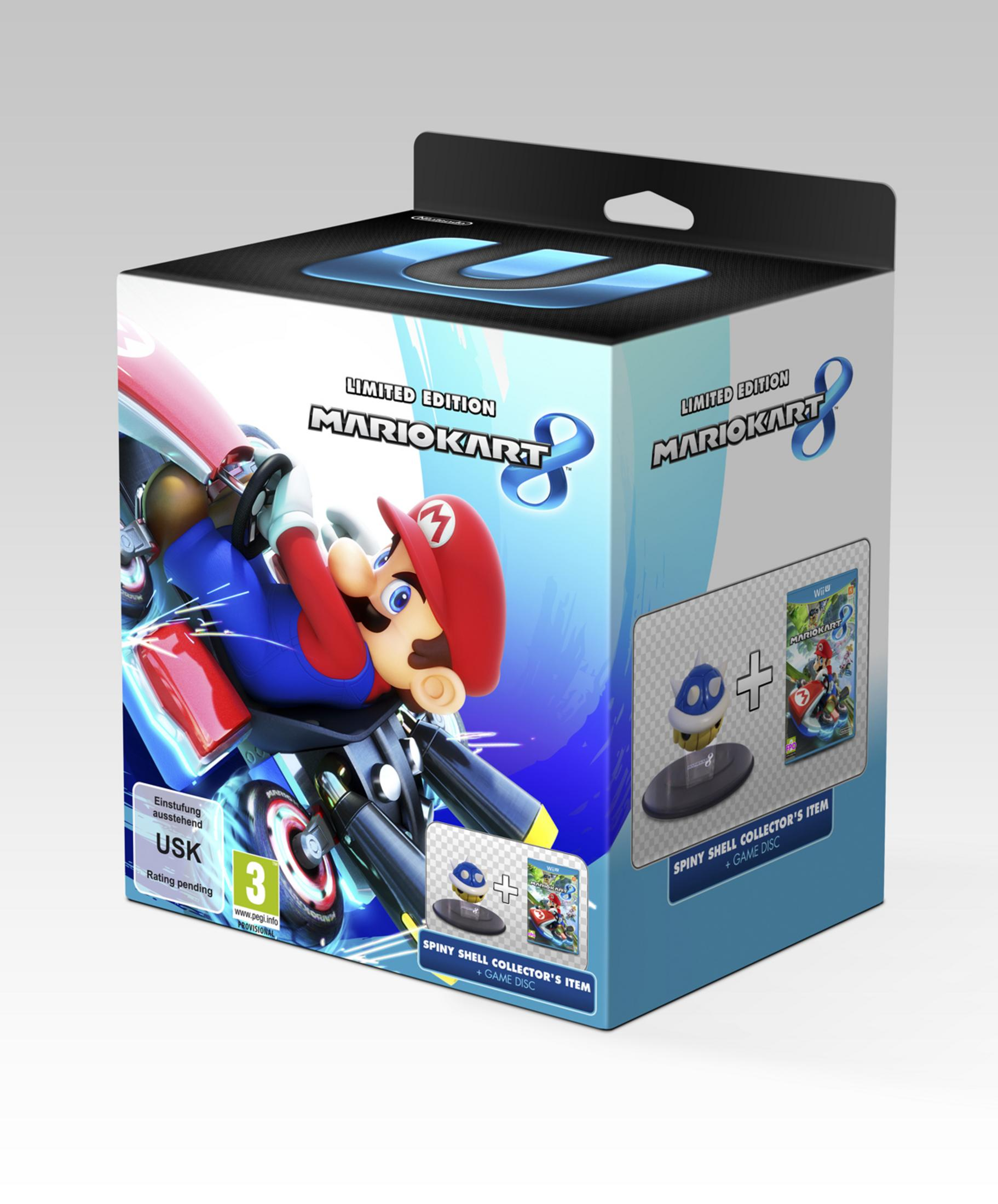 Limited Edition Mariokart 8 Box mit Mario, Spiny Shell Sammlerstück und Spiel.