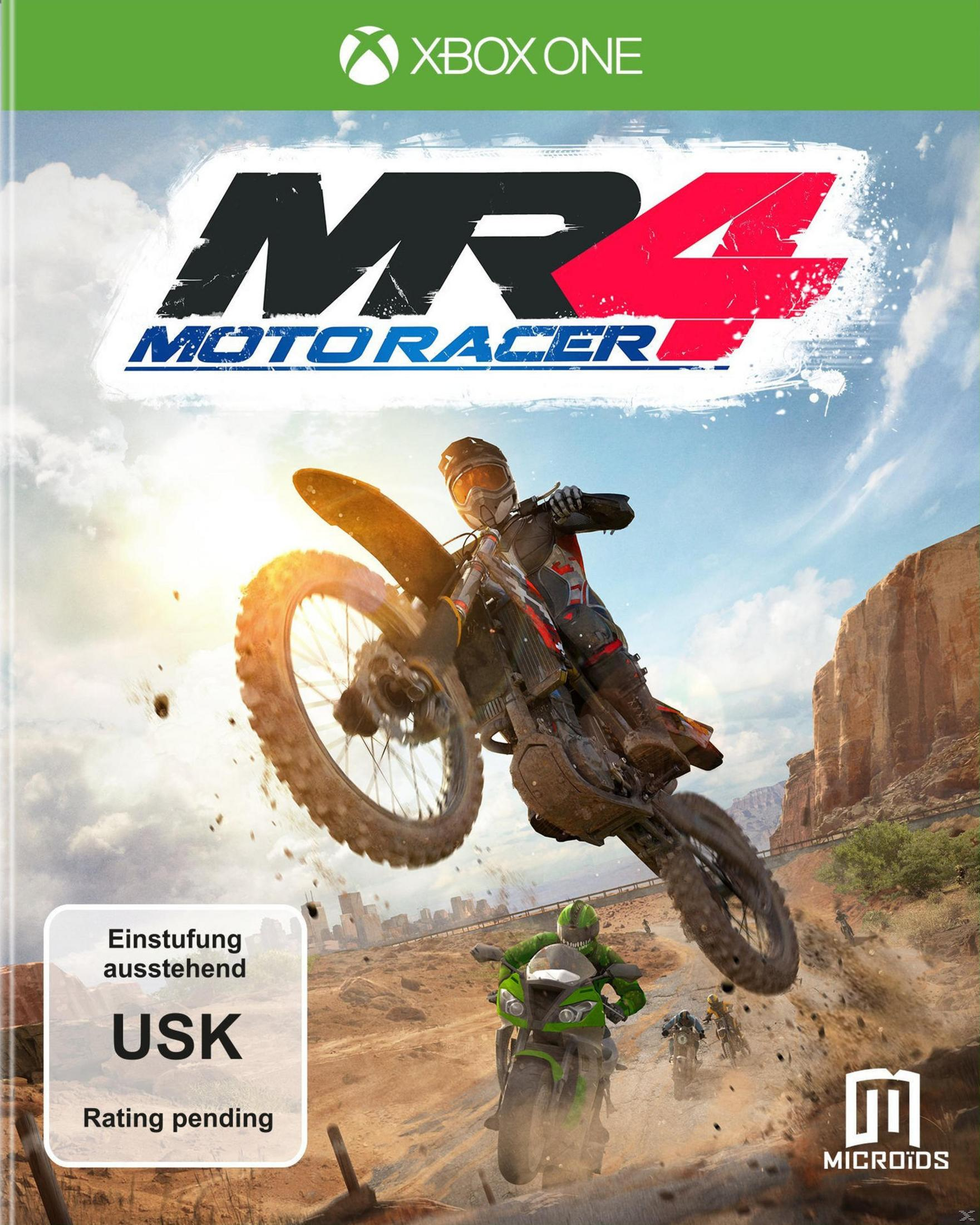 Rennfahrer springt mit Motorrad über Schmutzstrecke, Xbox One.