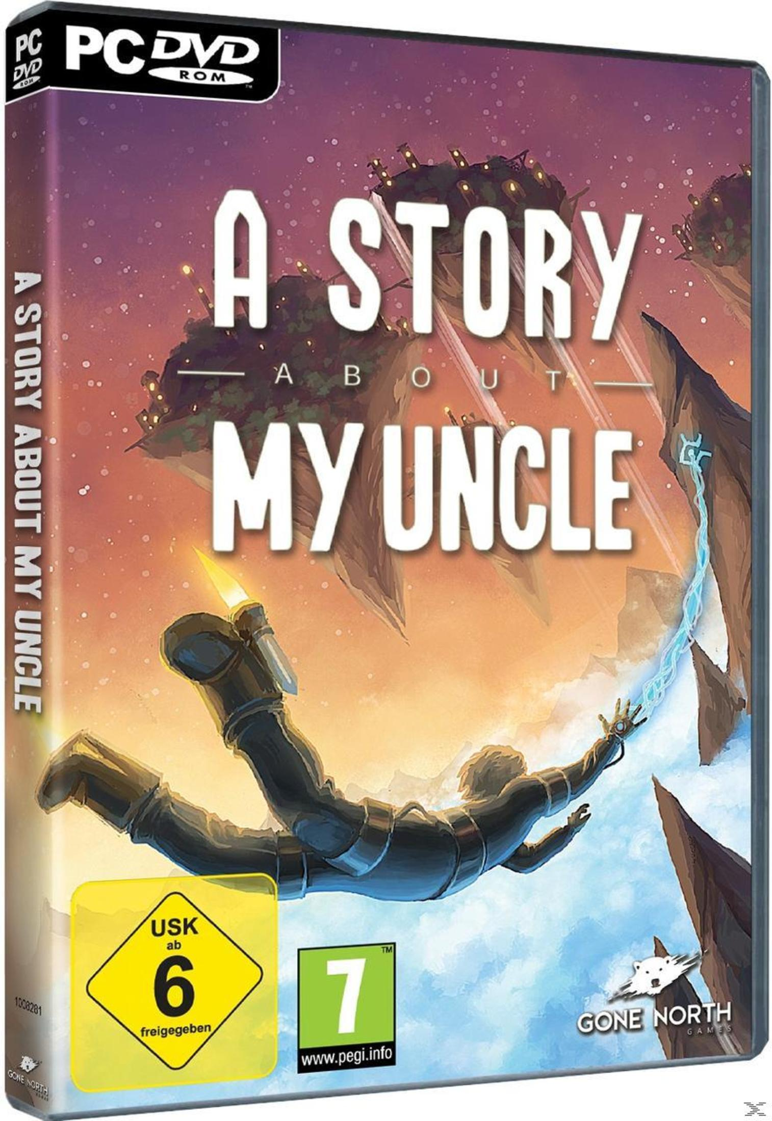 Spielcover: Mann fällt, Messer leuchtet, Himmel mit schwebenden Inseln.