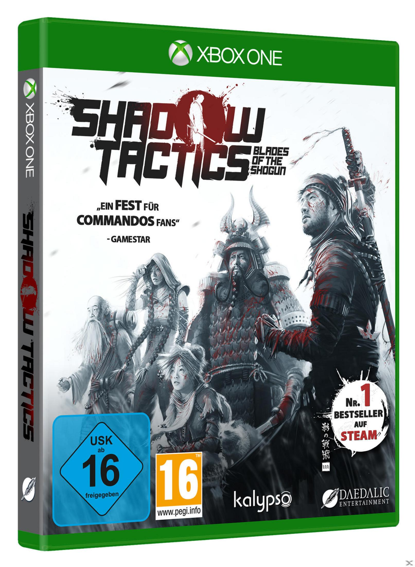 Xbox One Spiel "Shadow Tactics: Blades of the Shogun" mit Samurai-Kriegern.