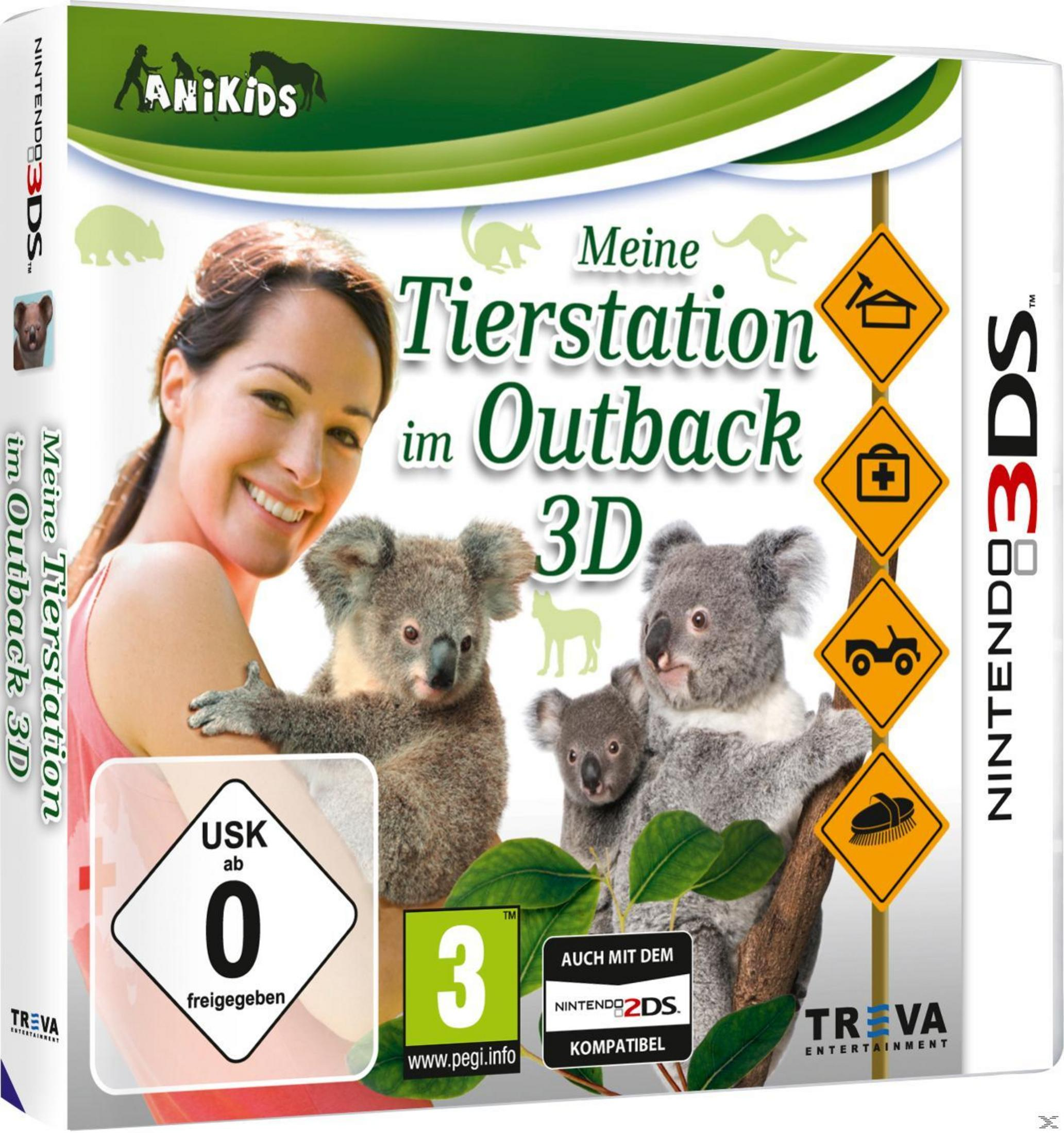 Nintendo 3DS Spielbox mit Frau und Koalas, "Meine Tierstation im Outback 3D"