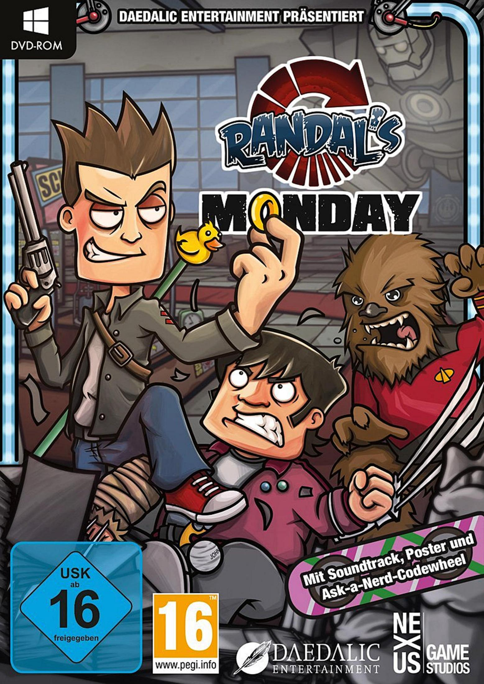 Comic-Cover: Randal mit Waffe, Ente, Affe und Werwolf. USK 16.
