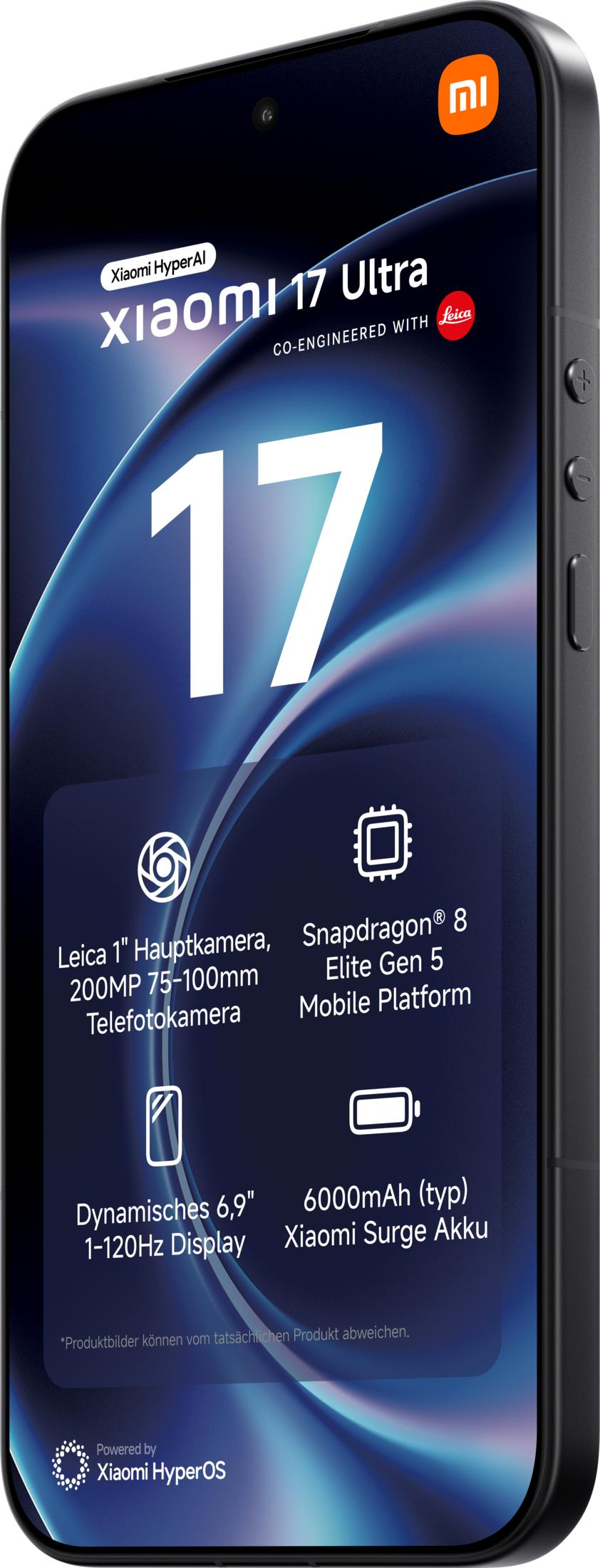 Xiaomi 17 Ultra mit Leica Kamera, Snapdragon 8, 6,9" Display, 6000mAh Akku.