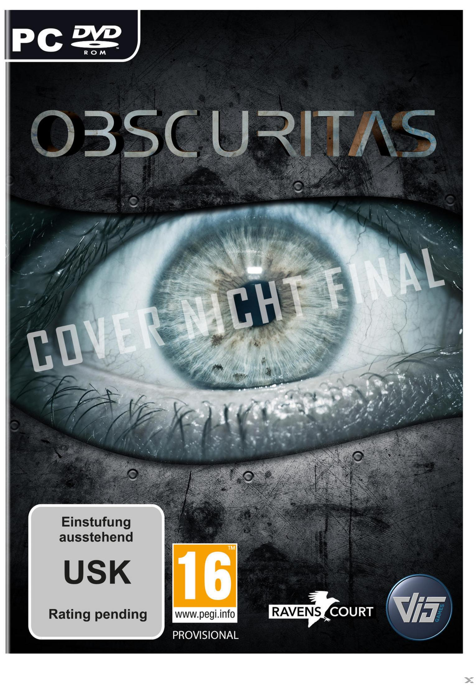 Das Cover des Spiels Obscuritas zeigt ein Auge, "Cover Night Final" und USK 16.