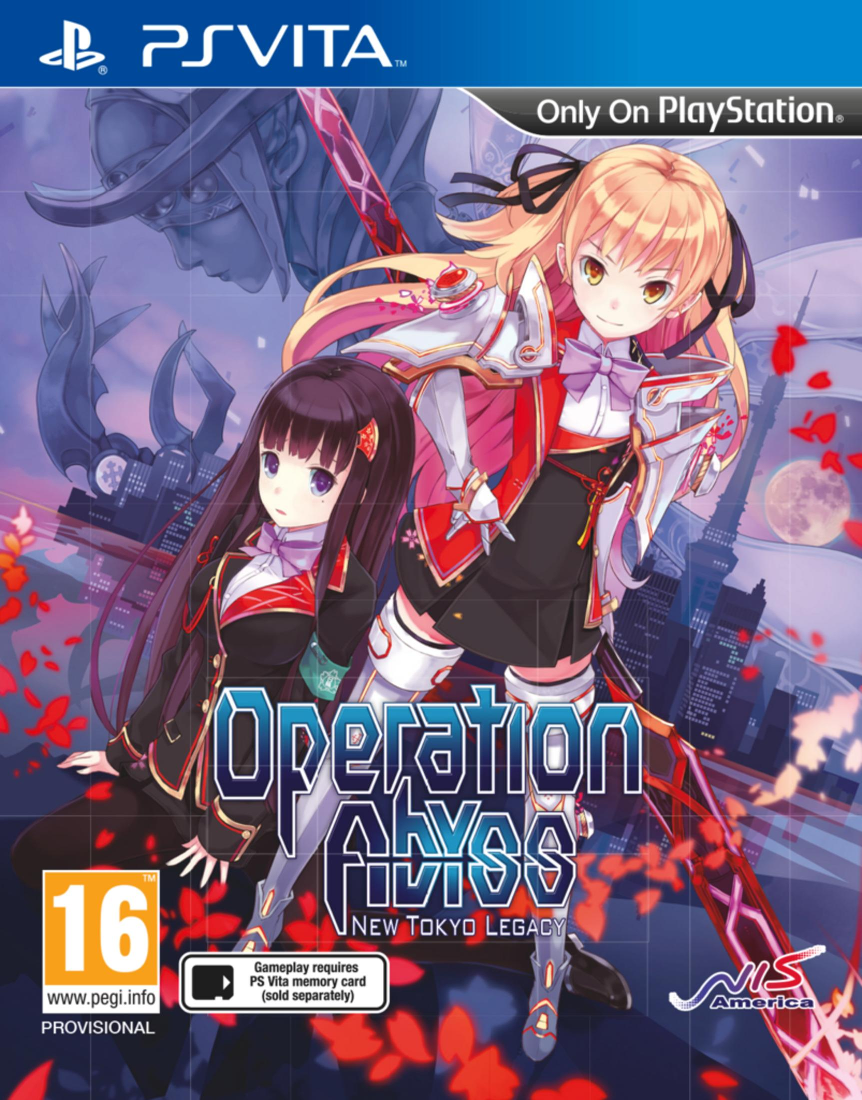 Anime-Spielcover für PS Vita mit zwei weiblichen Charakteren, Stadt und Logo.