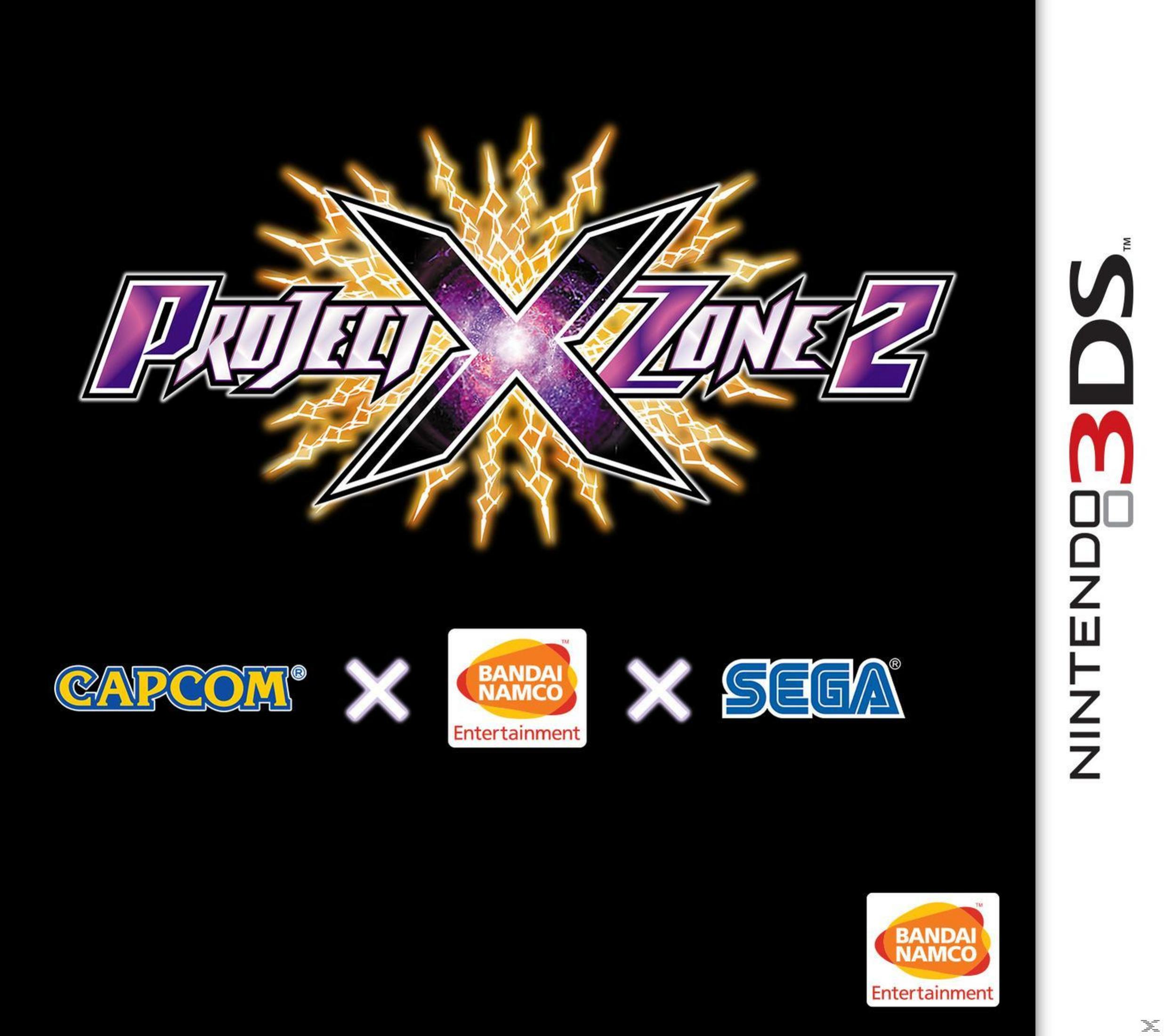 Projekt X Zone 2 Logo mit Capcom, Bandai Namco und Sega Logos.
