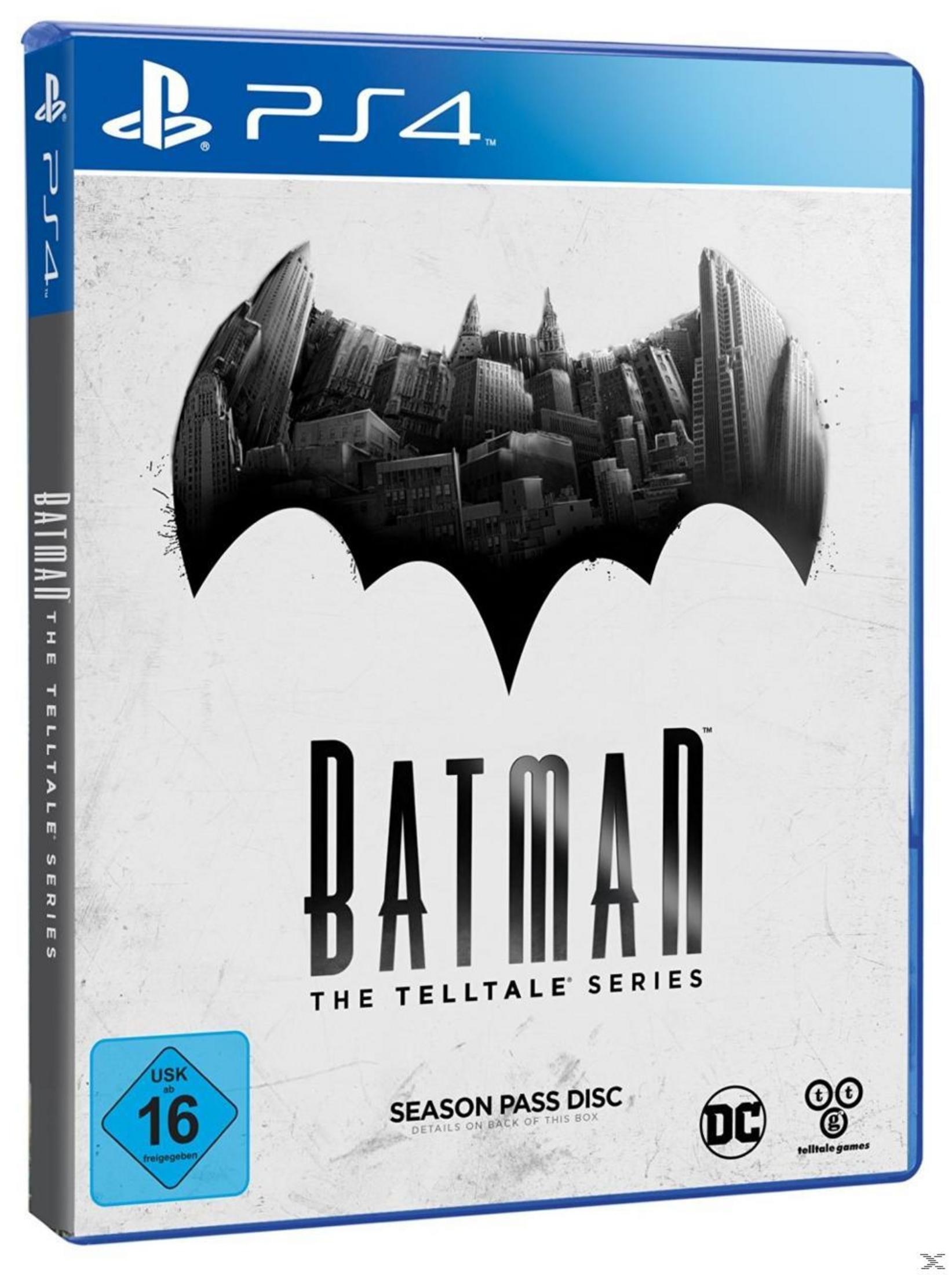PS4-Spielhülle: Batman The Telltale Series mit Stadtbild im Fledermaus-Logo.