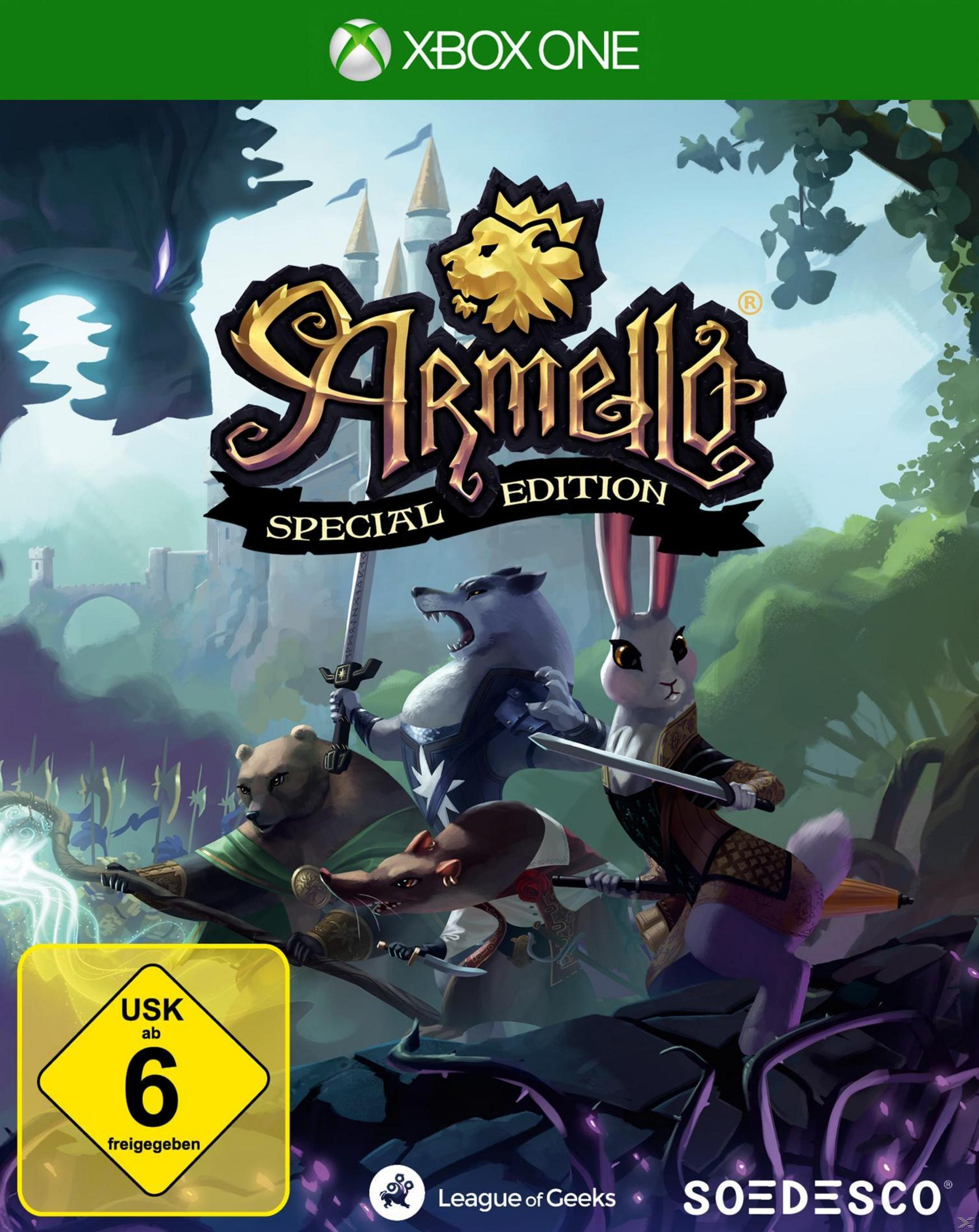 Copertina gioco Xbox One con animali antropomorfi che brandiscono spade.