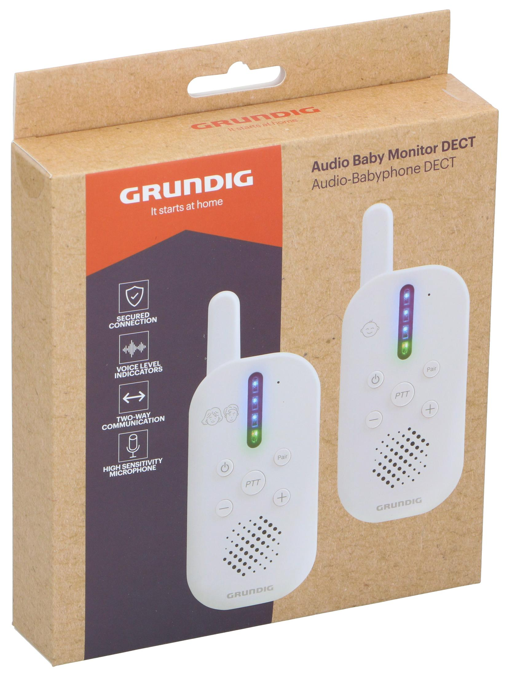 Grundig Audio Baby Monitor DECT Paket mit zwei weißen Elterneinheiten.