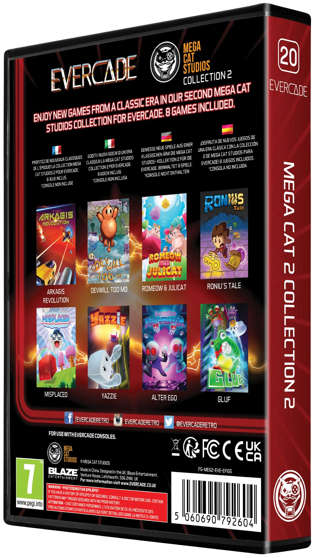 Evercade Mega Cat Studios Collection 2 con 8 giochi. Include Arkagis, Romeow & Julicat.