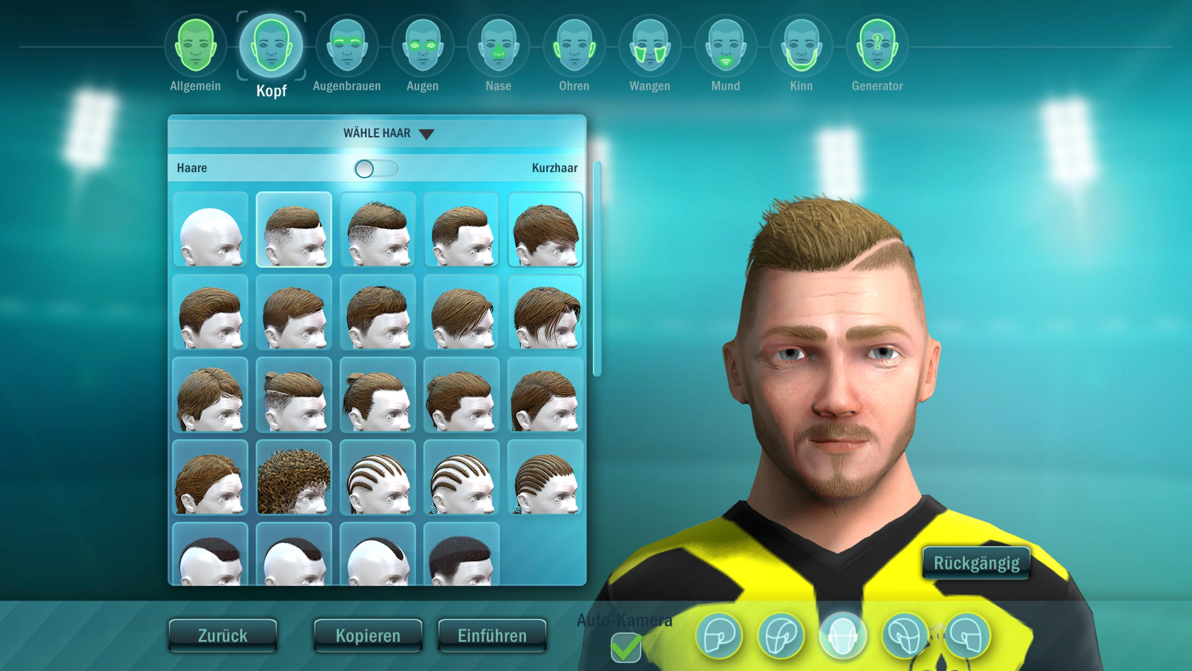 Eine Person passt ihr Aussehen im Spiel an, wählt Frisuren aus einer Liste.