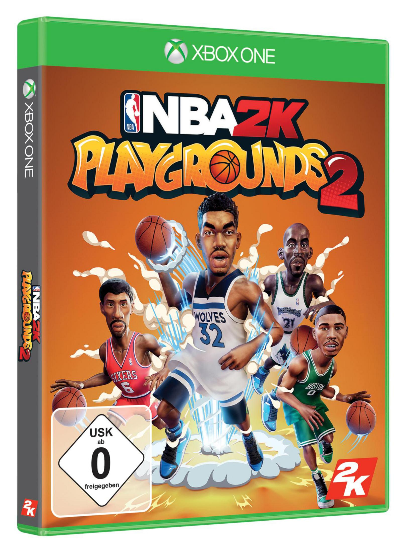Xbox One Spielcover NBA 2K Playgrounds 2 mit Spielern in Aktion.