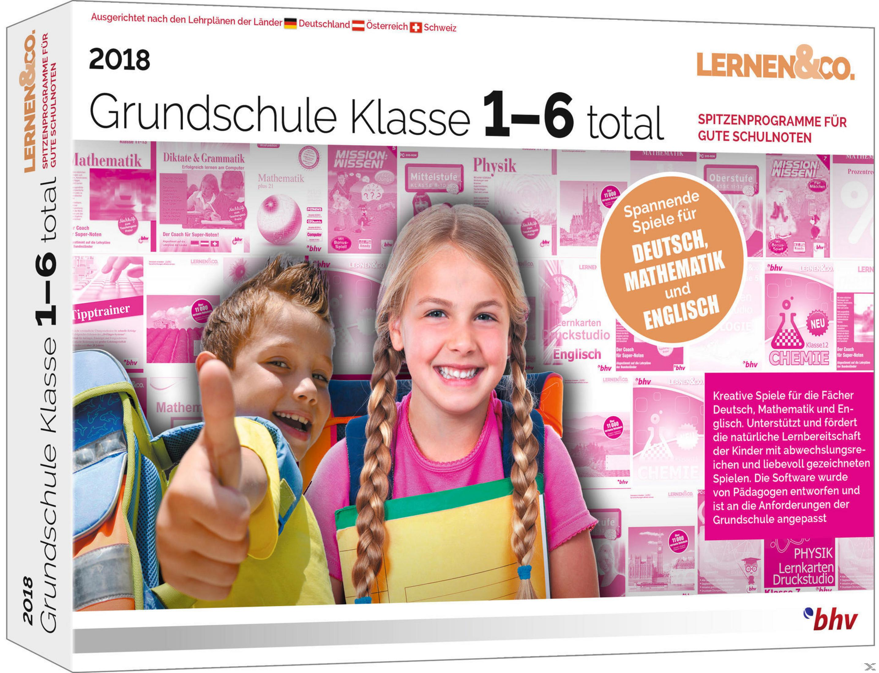 Cover von Lernsoftware für Grundschüler, mit lachenden Kindern und Fächer-Icons.