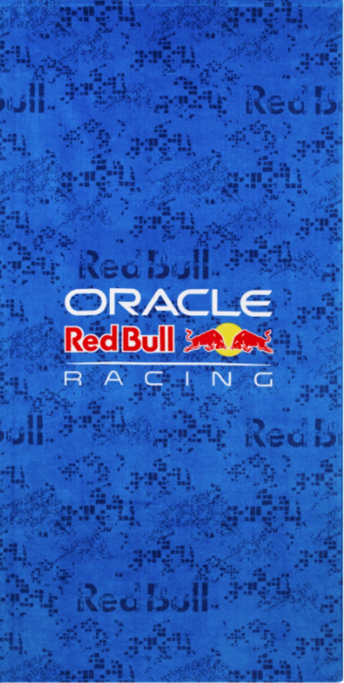 Telo blu con loghi e motivo Red Bull Racing.