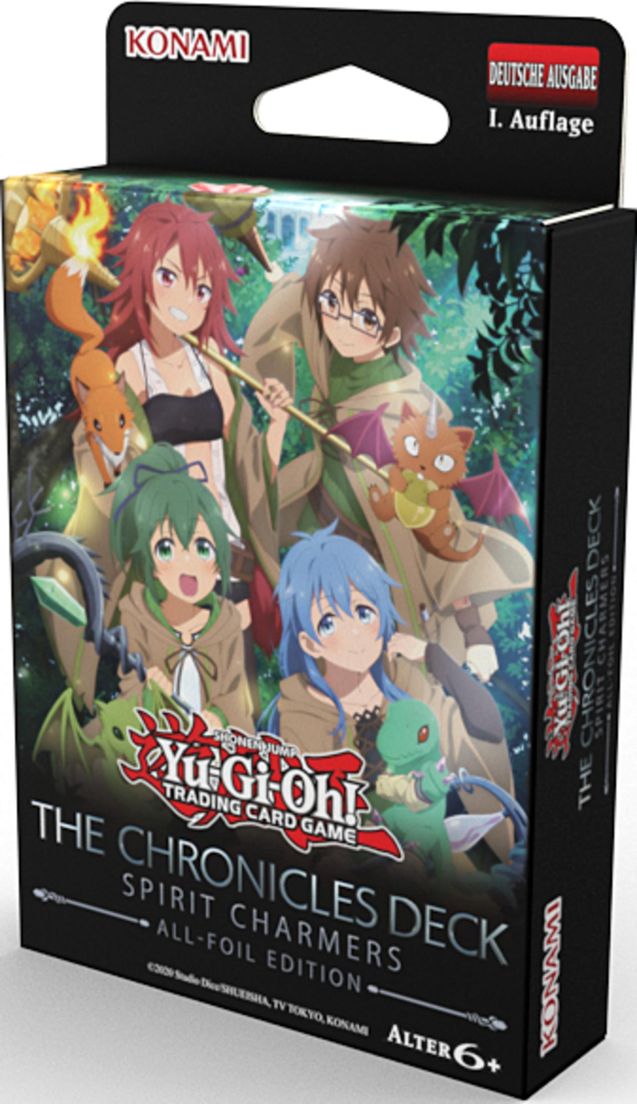 Yu-Gi-Oh! Sammelkartenspiel-Box mit Anime-Charakteren und Fuchstieren.