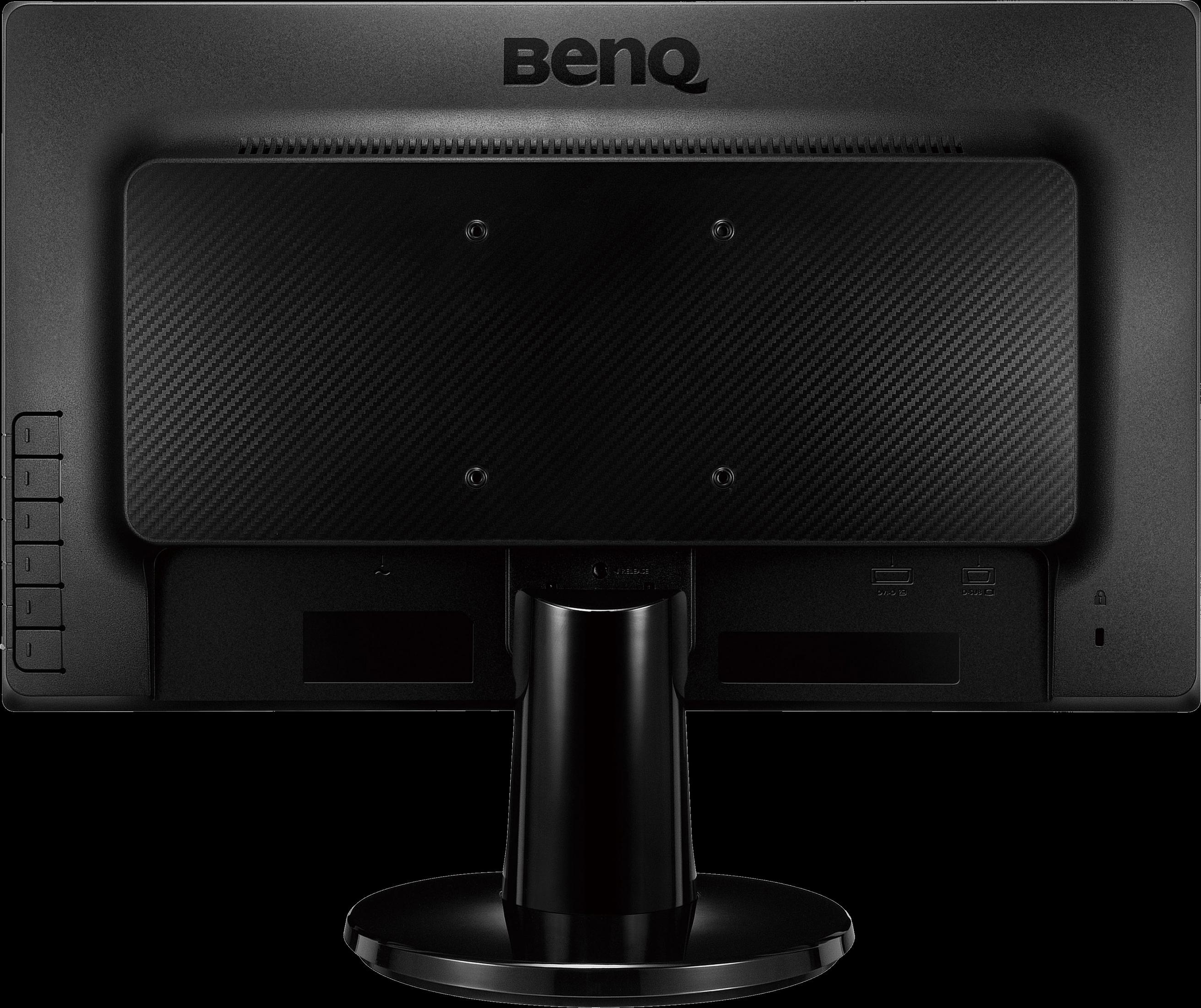 Vista posteriore di un monitor BenQ nero con porte e controlli.