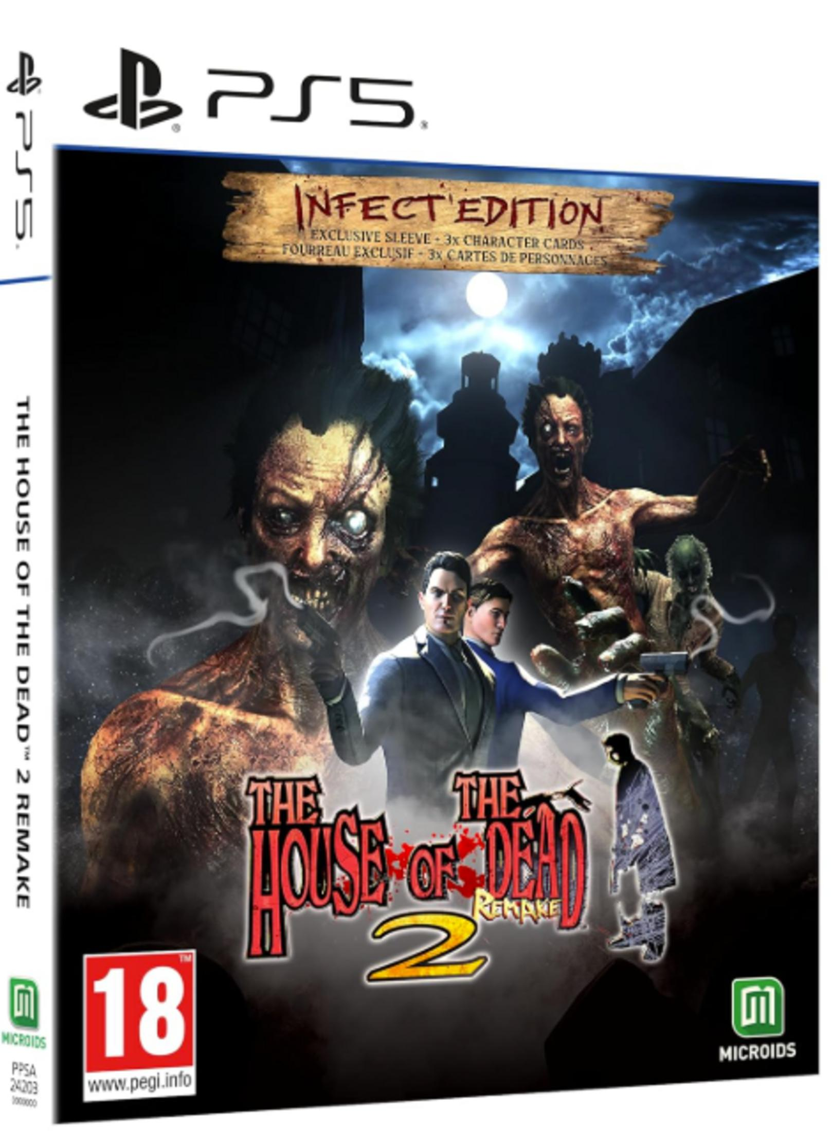 Copertina gioco PS5: The House of Dead 2 Remake Infect Edition con zombie e due uomini.