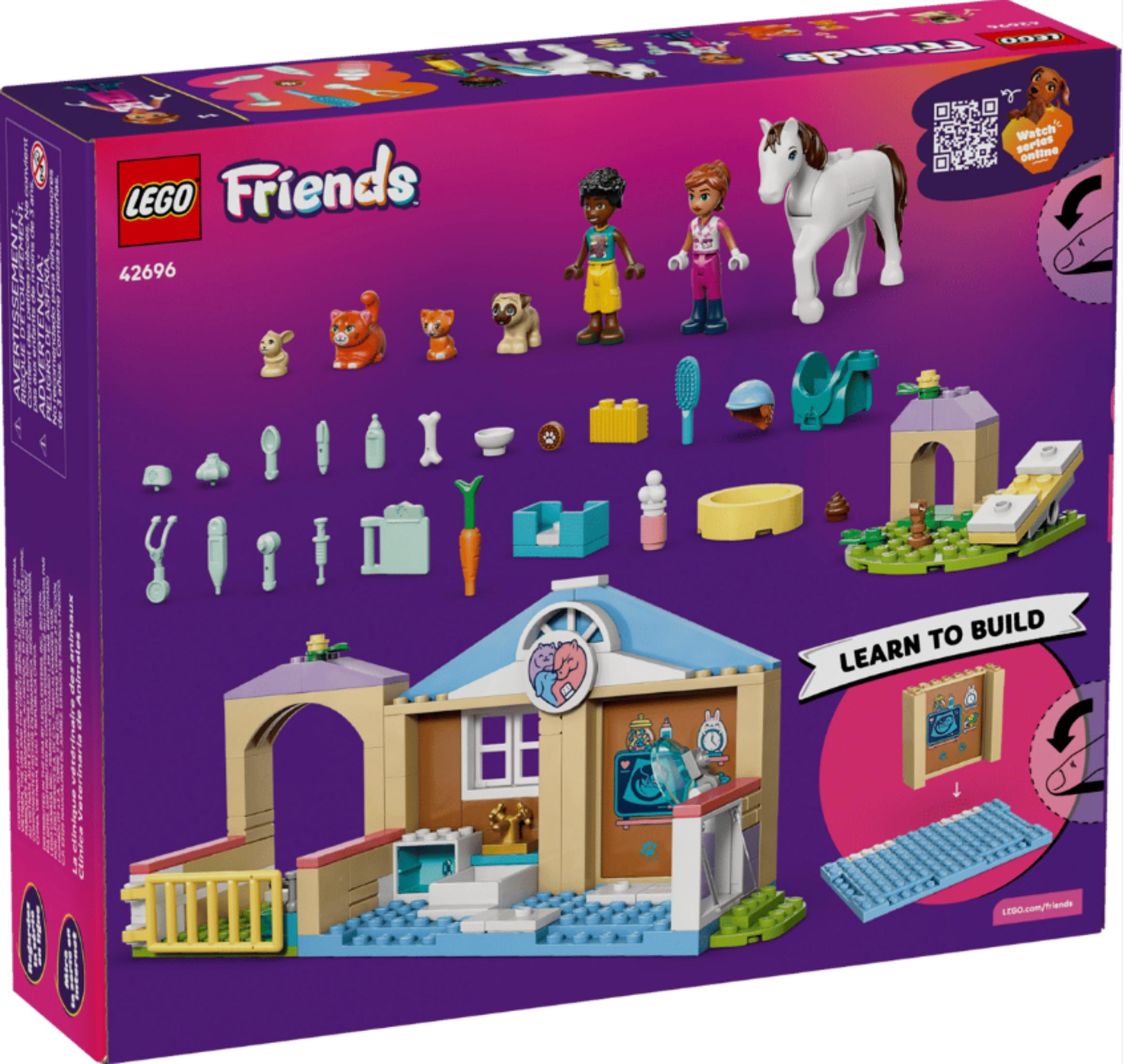 LEGO Friends veteriner klinik seti figürler, hayvanlar, bina ve aksesuarlar ile.