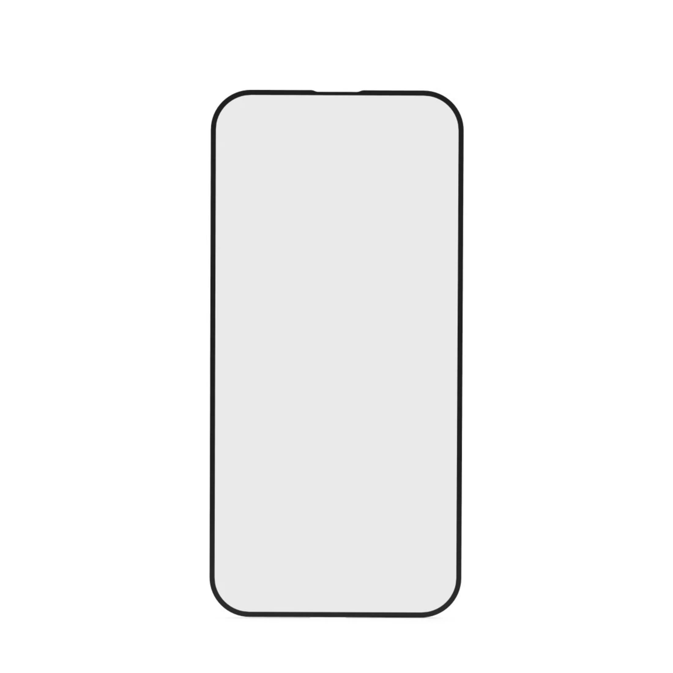 Smartfon z pustym, szarym ekranem i czarną ramką.