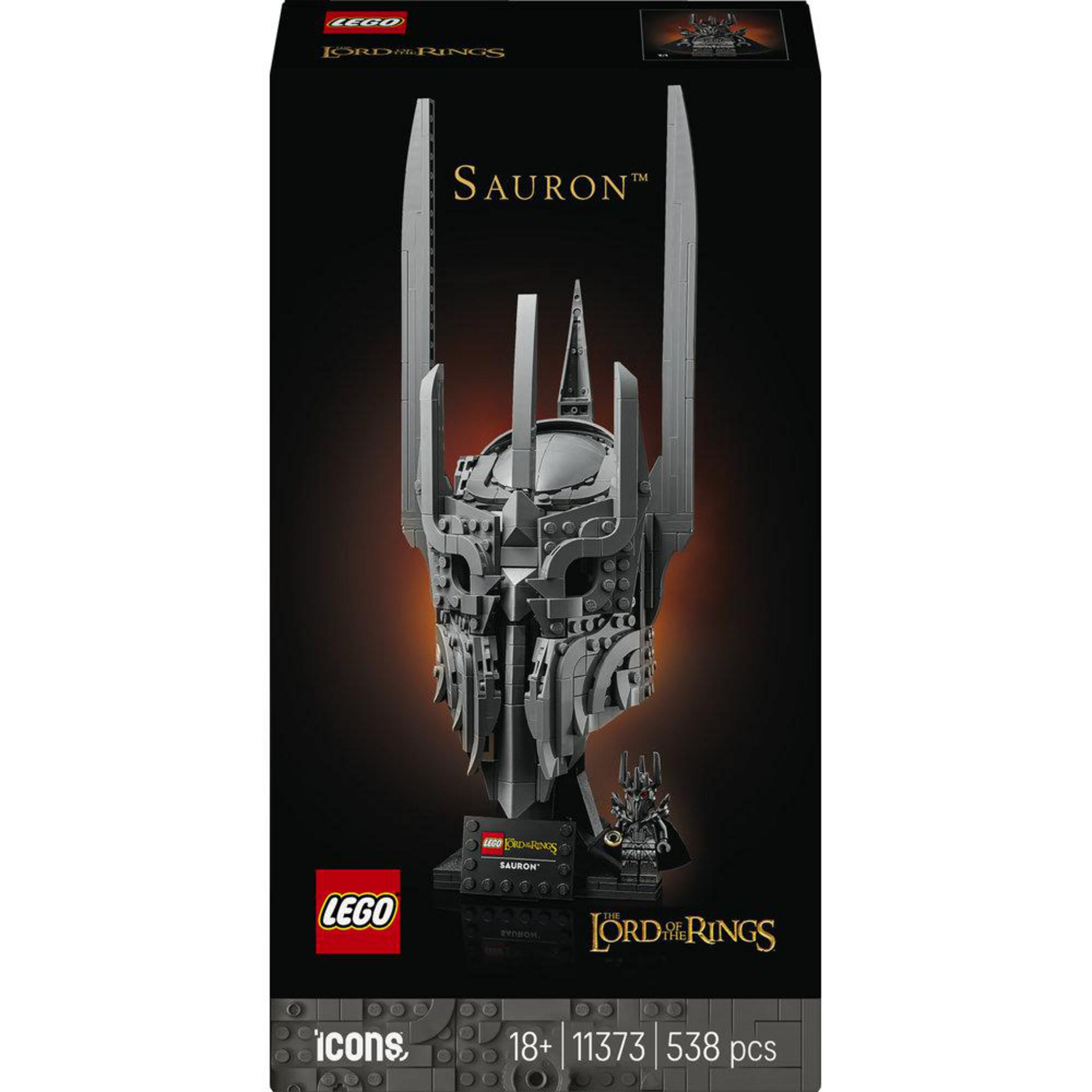 LEGO Yüzüklerin Efendisi Sauron kask seti kutusu. Kask, figür ve detaylar.