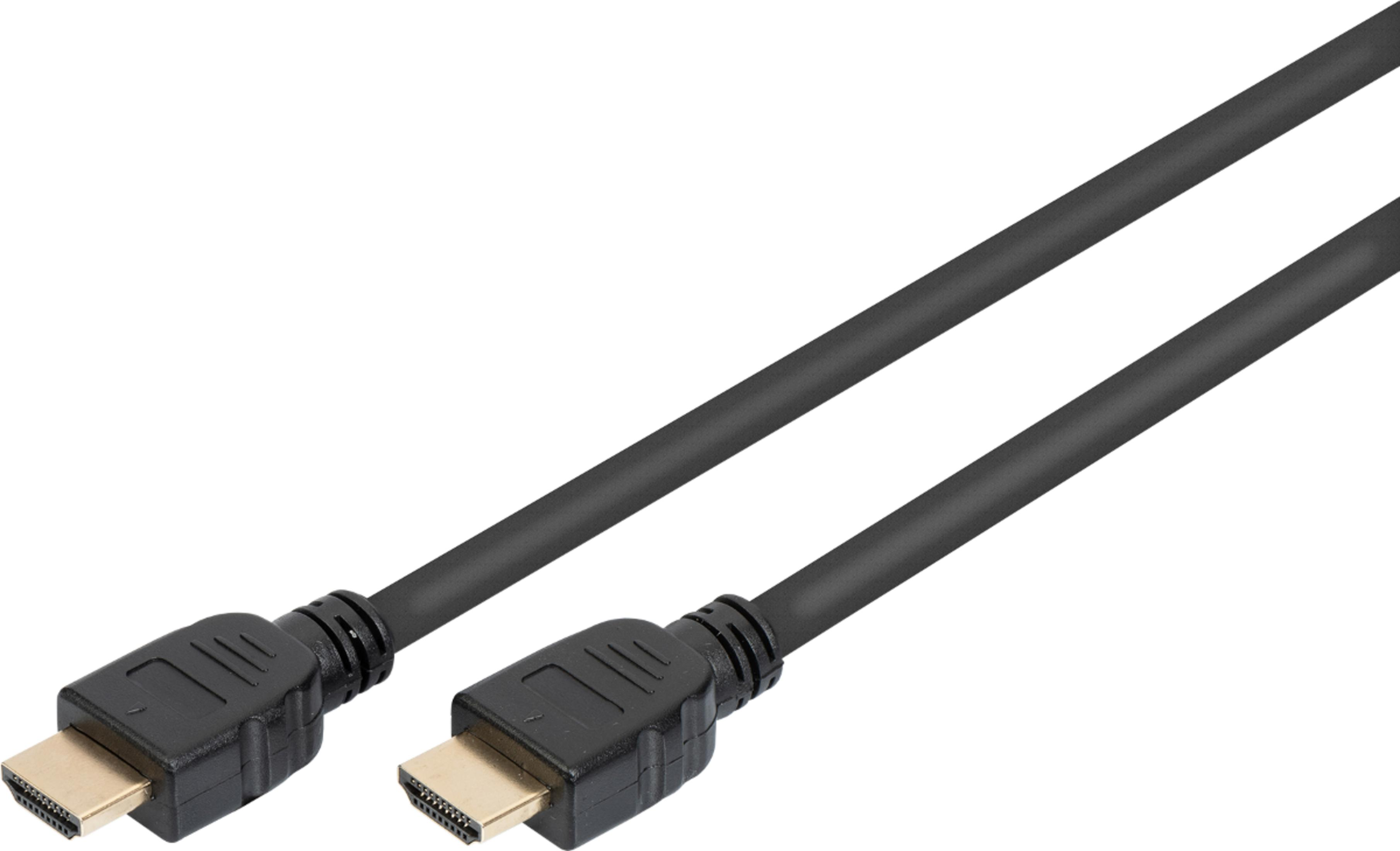 Due cavi HDMI neri con connettori dorati su sfondo bianco.