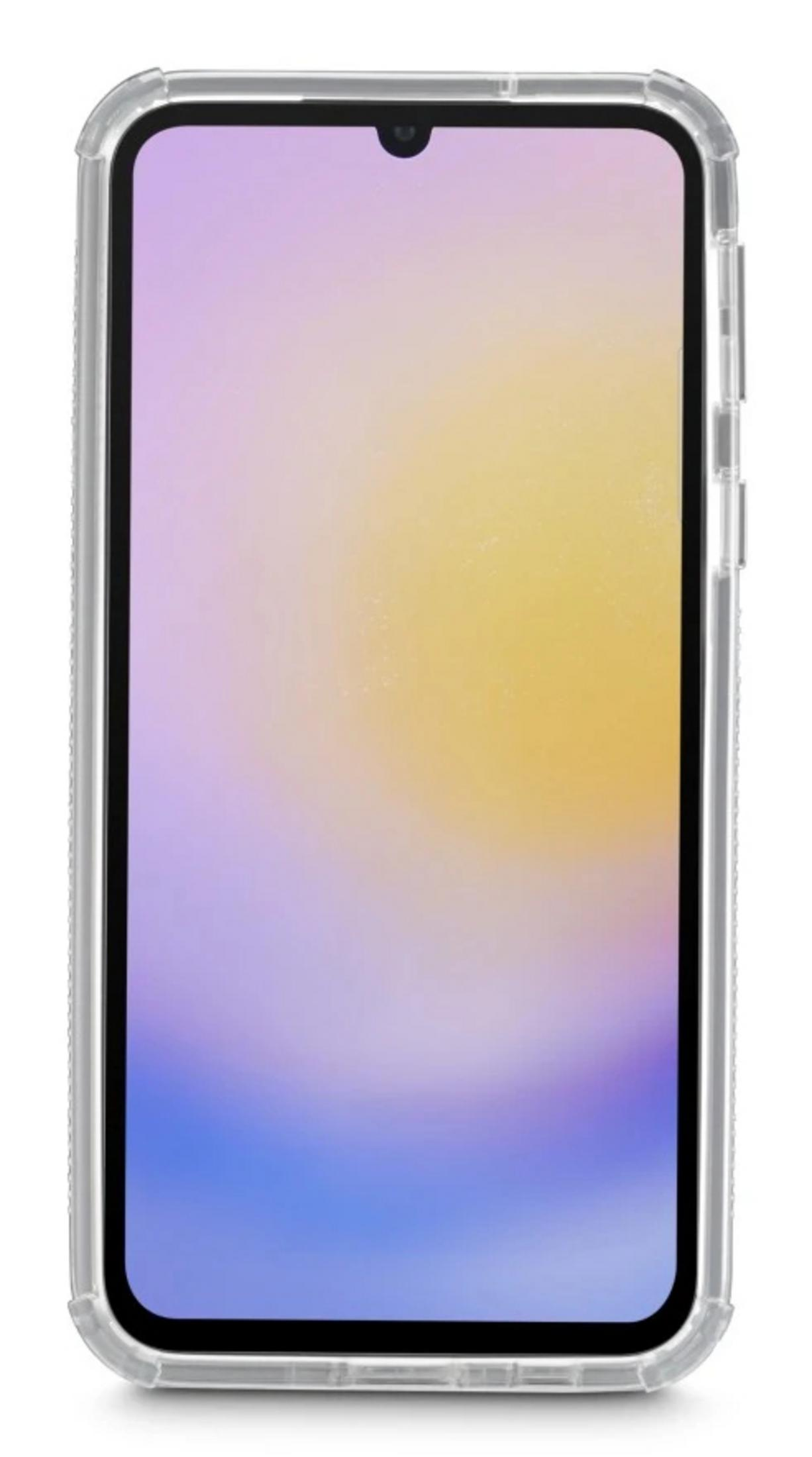 Una cover trasparente per telefono con display sfumato. Design minimale.